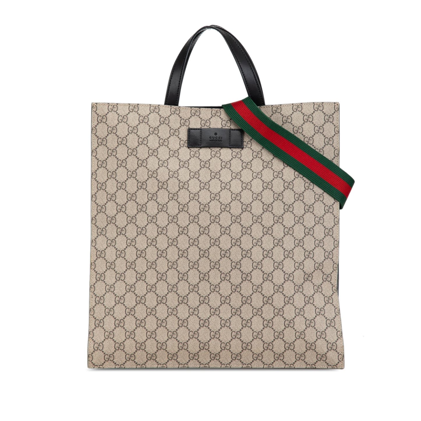 Gucci GG Supreme Web Vertical Canvas Brown Satchel Bag