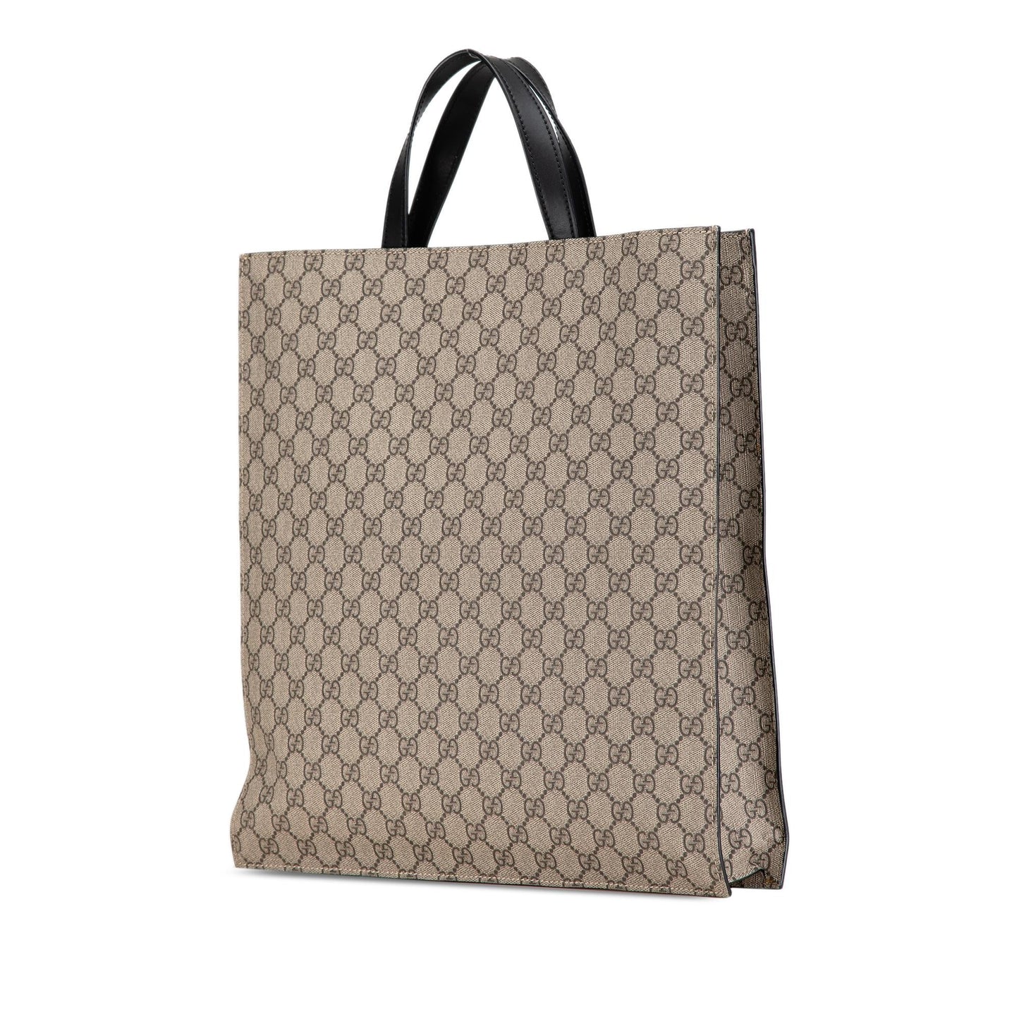 Gucci GG Supreme Web Vertical Canvas Brown Satchel Bag