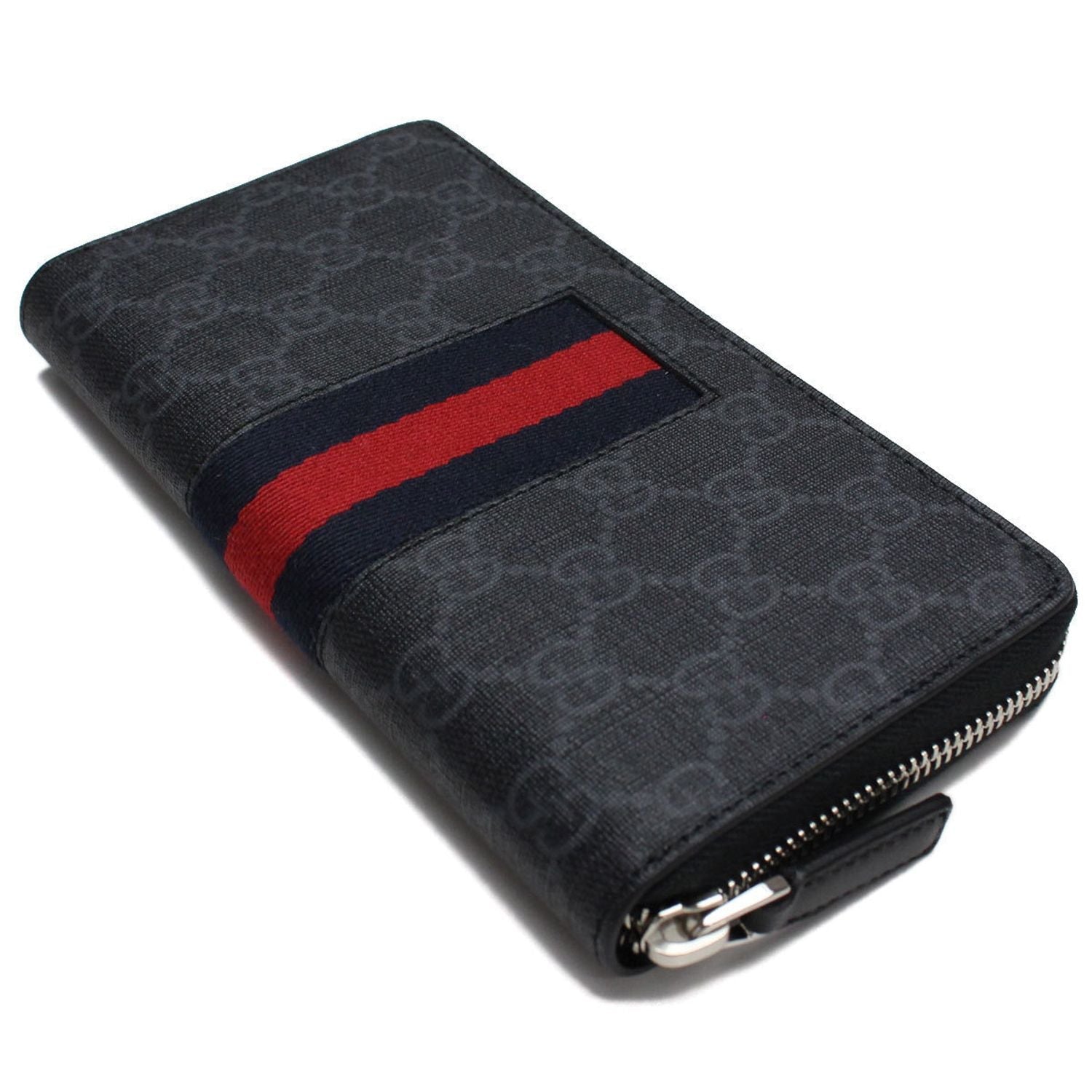 Gucci GG Supreme Web Zip Around Wallet Case
