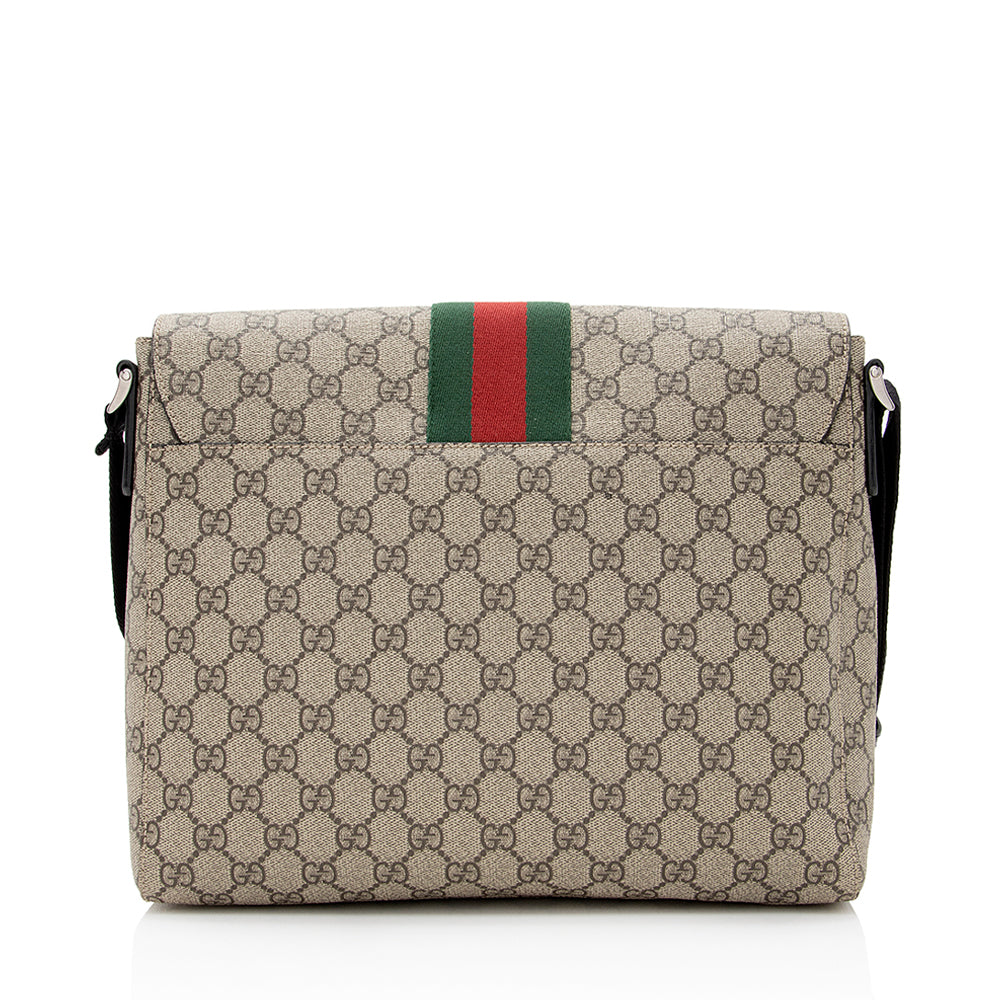 Gucci GG Supreme Web Messenger SHF Leather Canvas Nylon Black Shoulder Bag