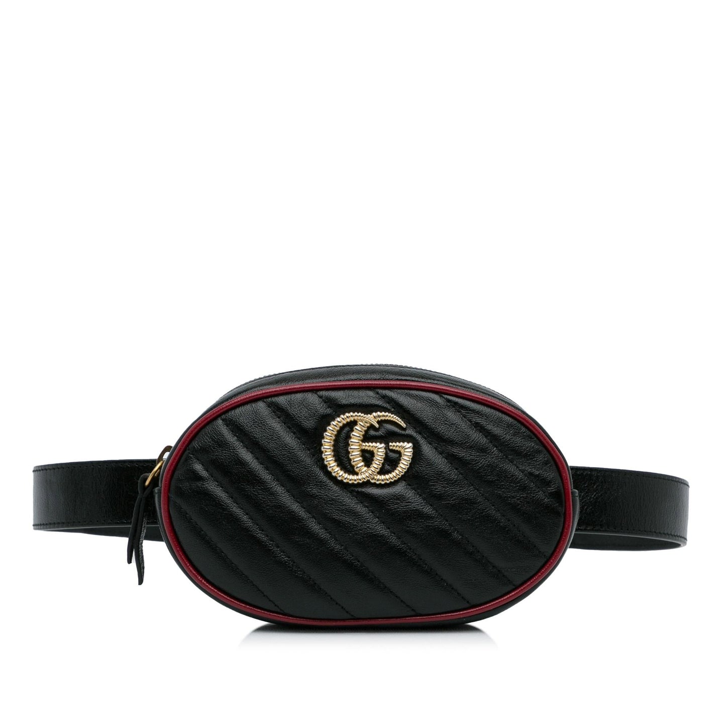 Gucci GG Torchon Marmont Belt SHG-eW1Rqd Matelasse Calf Black Accessory