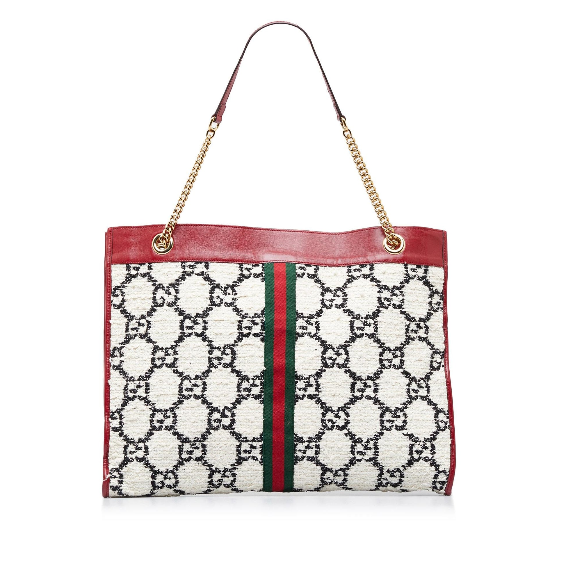Gucci GG Tweed Rajah Web SHG-P1EybE White Tote Bag