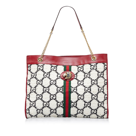 Gucci GG Tweed Rajah Web SHG-P1EybE White Tote Bag