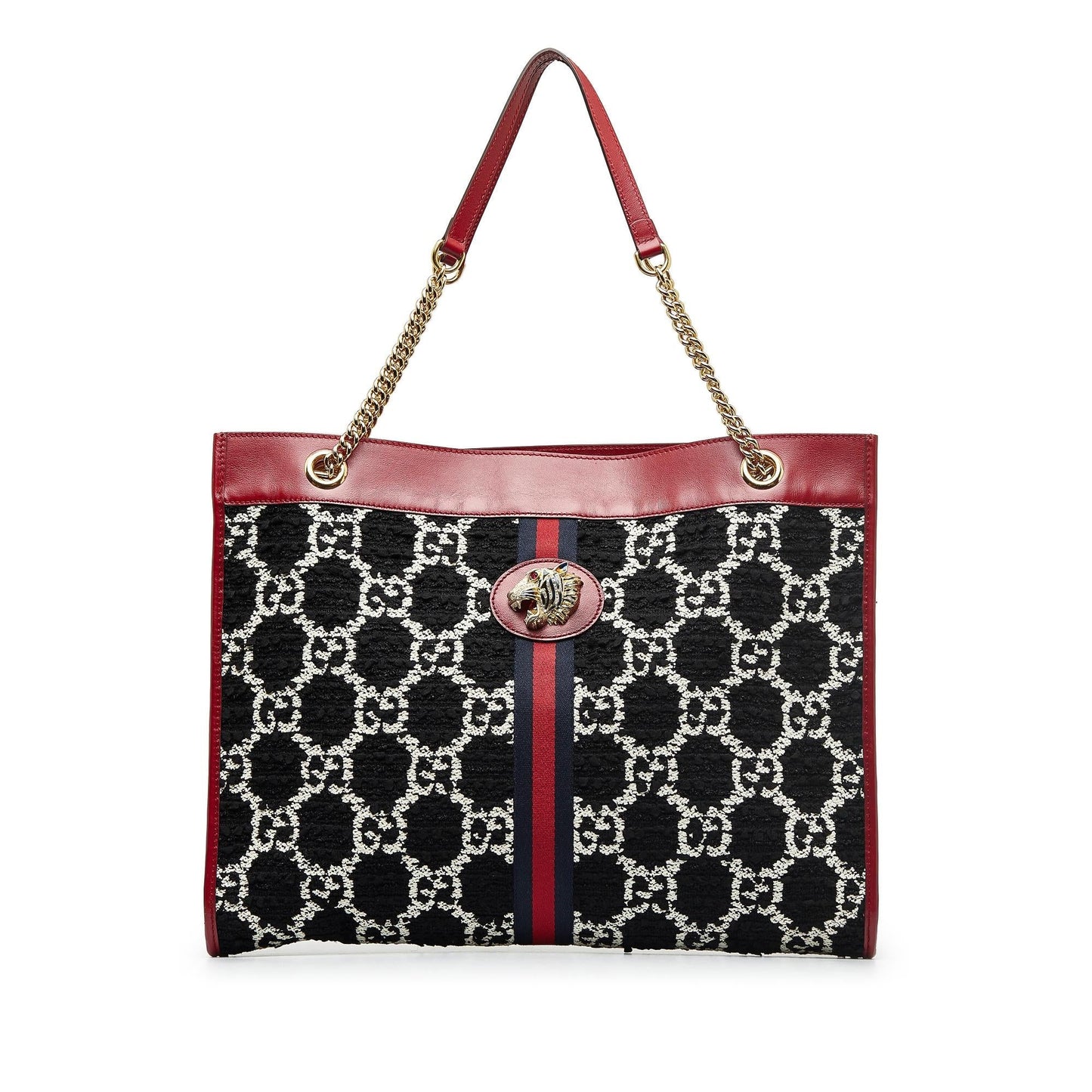 Gucci GG Tweed Rajah Web SHG-skW4za Black Tote Bag