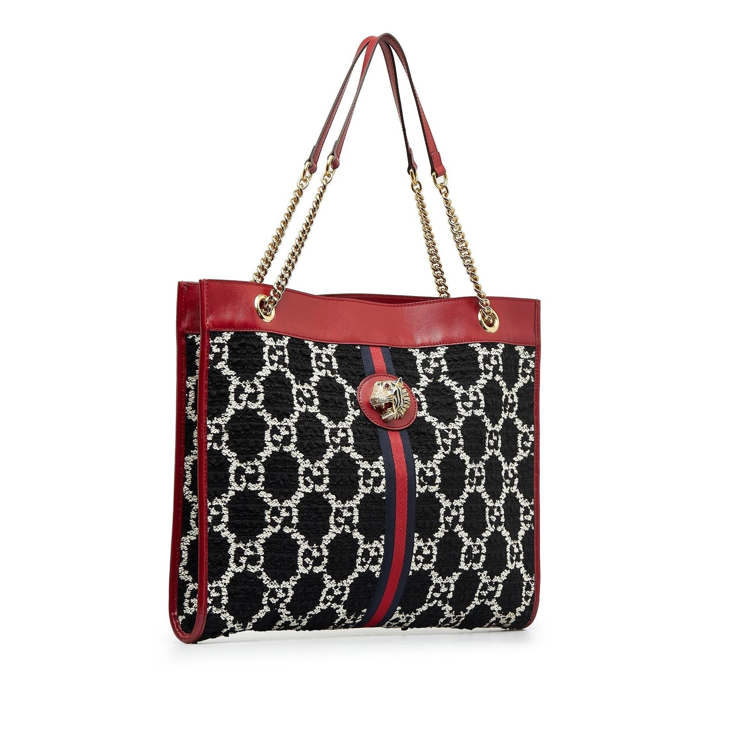 Gucci GG Tweed Rajah Web SHG-skW4za Black Tote Bag