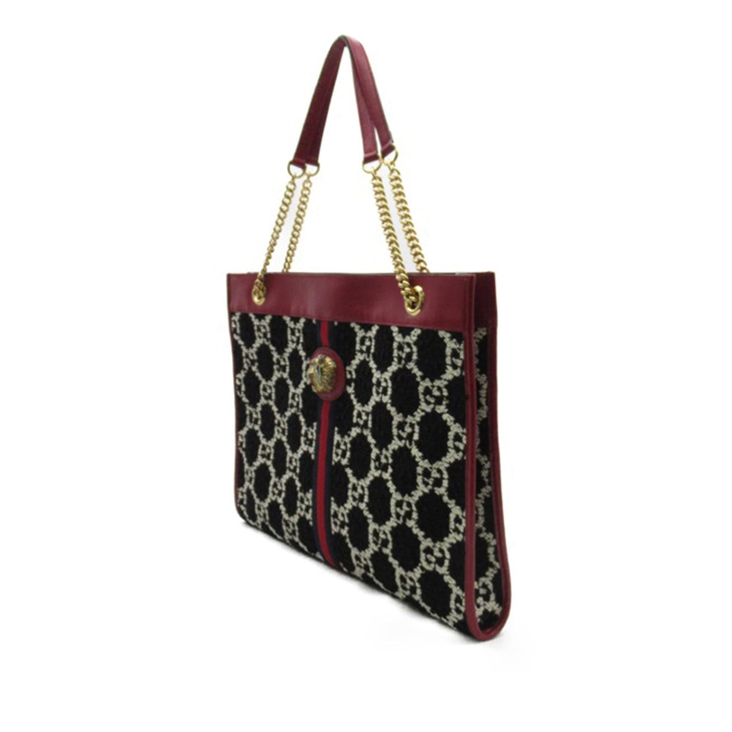 Gucci GG Tweed Rajah Web SHG-VUGhyI Calf Black Tote Bag