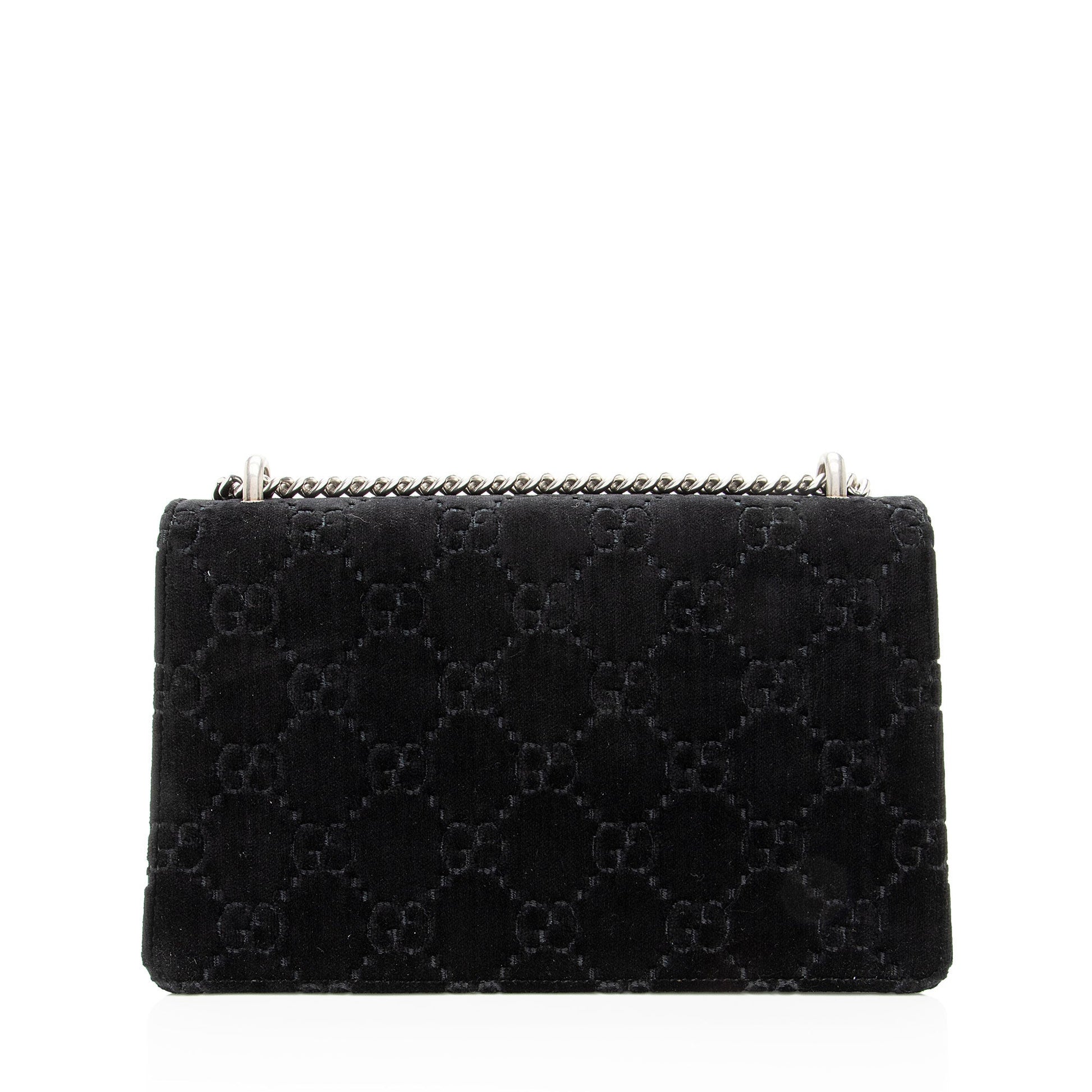 Gucci GG Velvet Dionysus Leather Patent Black Small Shoulder Bag