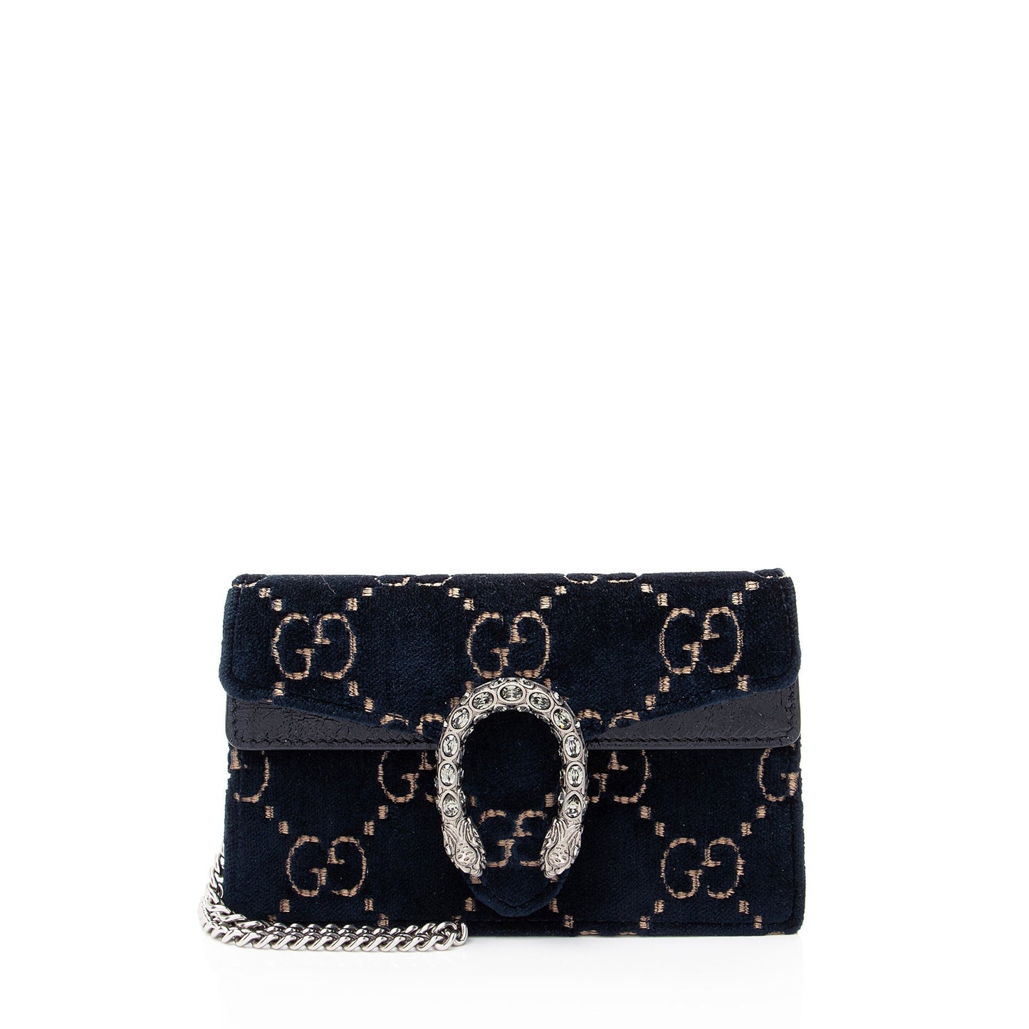 Gucci GG Velvet Dionysus Super Leather Patent Blue Mini Crossbody Bag