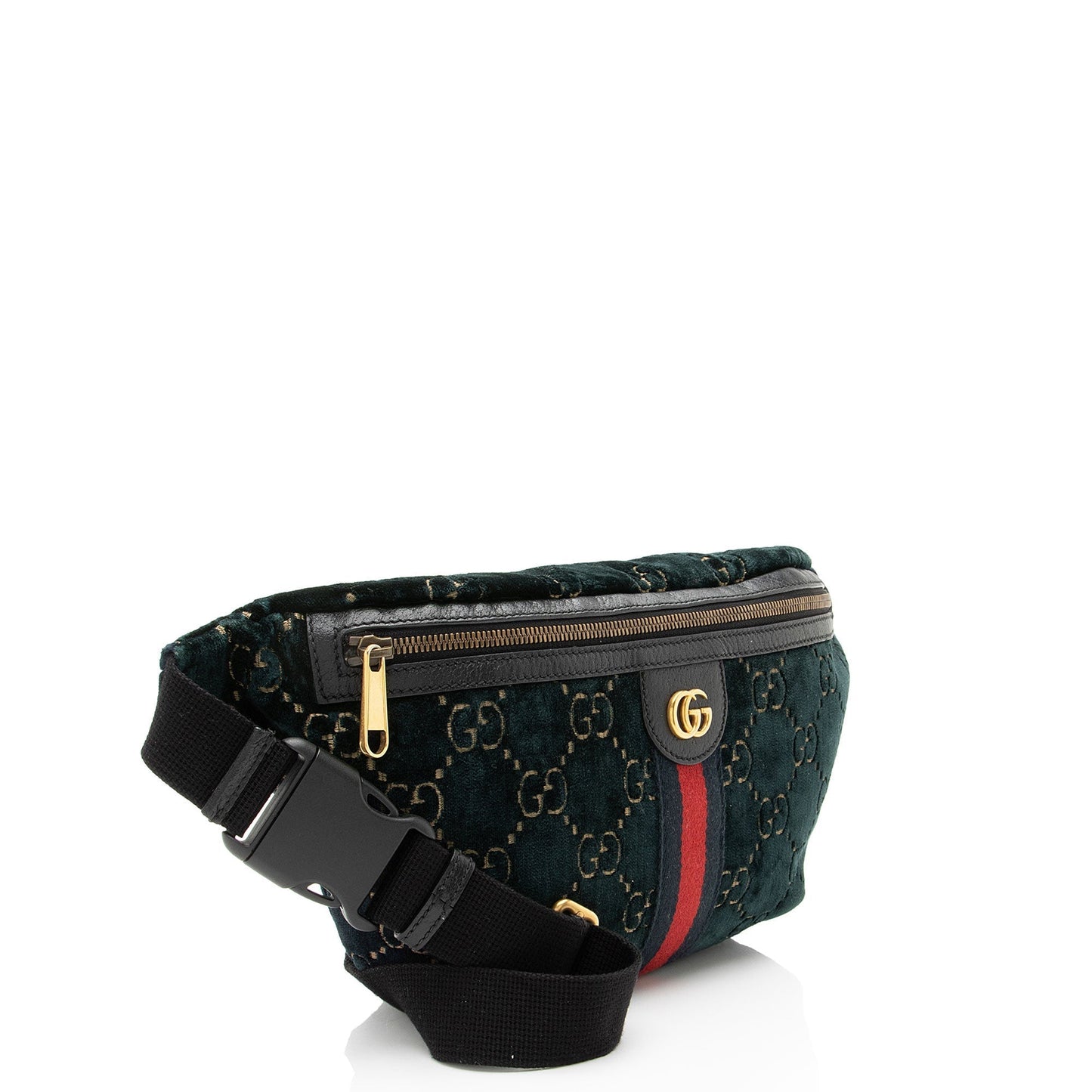 Gucci GG Velvet Ophidia Belt Leather Nylon Blue Accessory