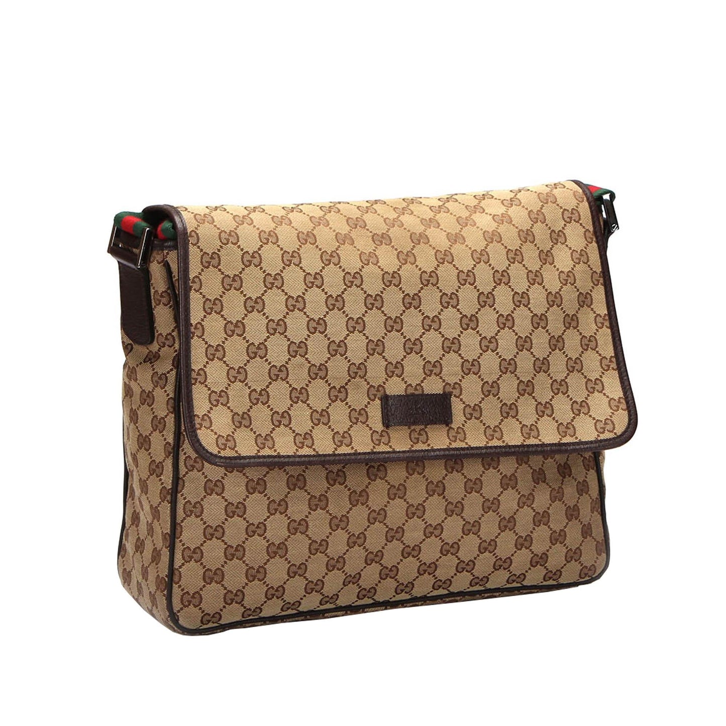 Gucci GG Web SHG Canvas Calf Brown Crossbody Bag