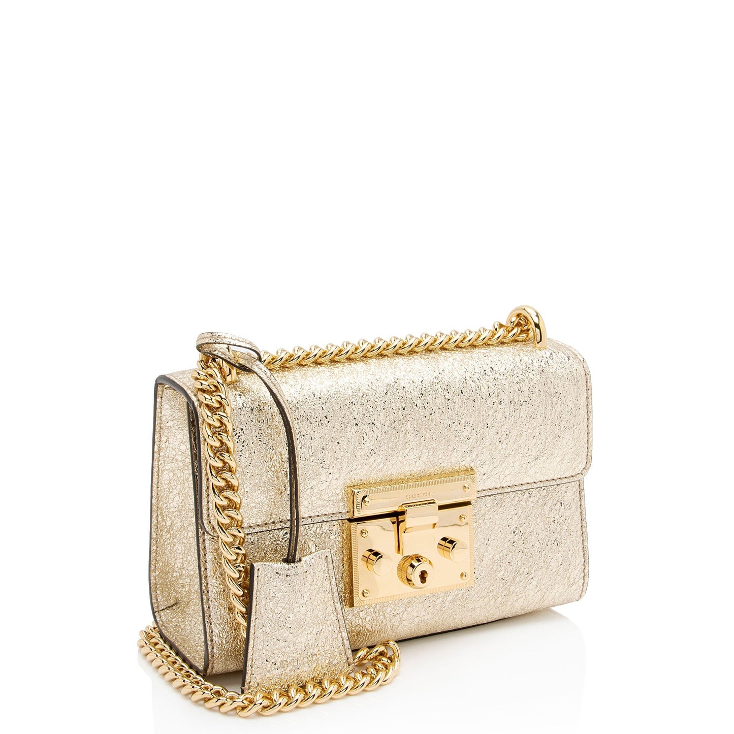 Gucci Galassia Padlock SHF-Tu7mRP Leather Gold Small Crossbody Bag