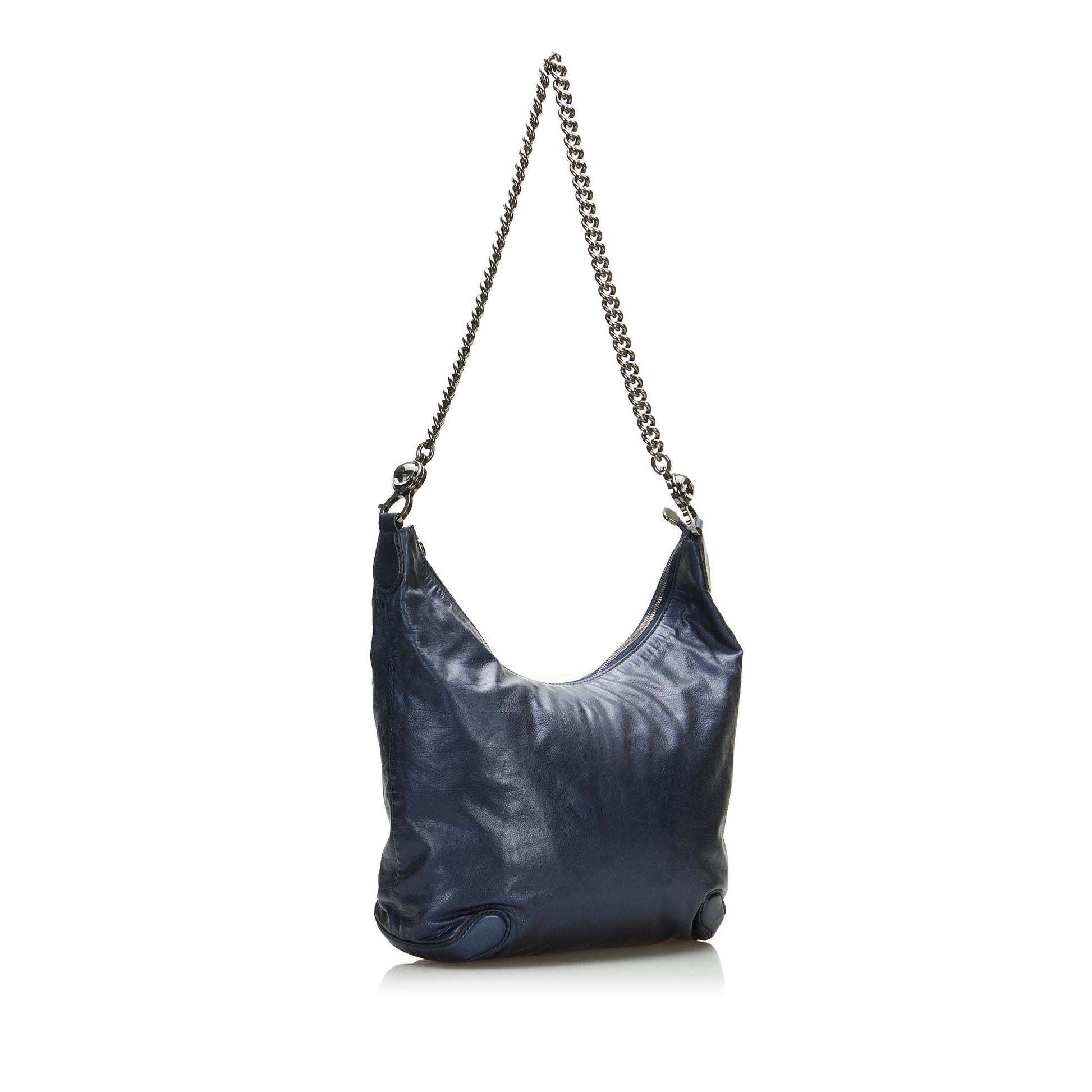 Gucci Galaxy SHG-xInjFT Calf Blue Chain Shoulder Bag