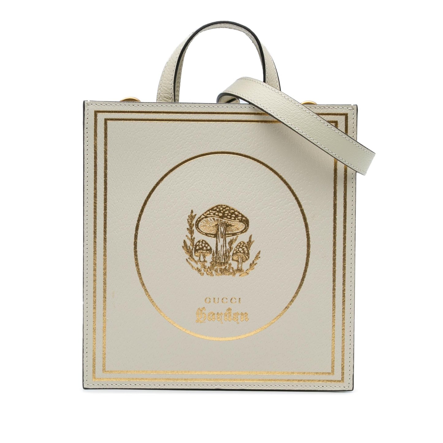 Gucci Garden Mushrooms Vertical Shopping Calf Calfskin Brown Tote Bag Tote 1