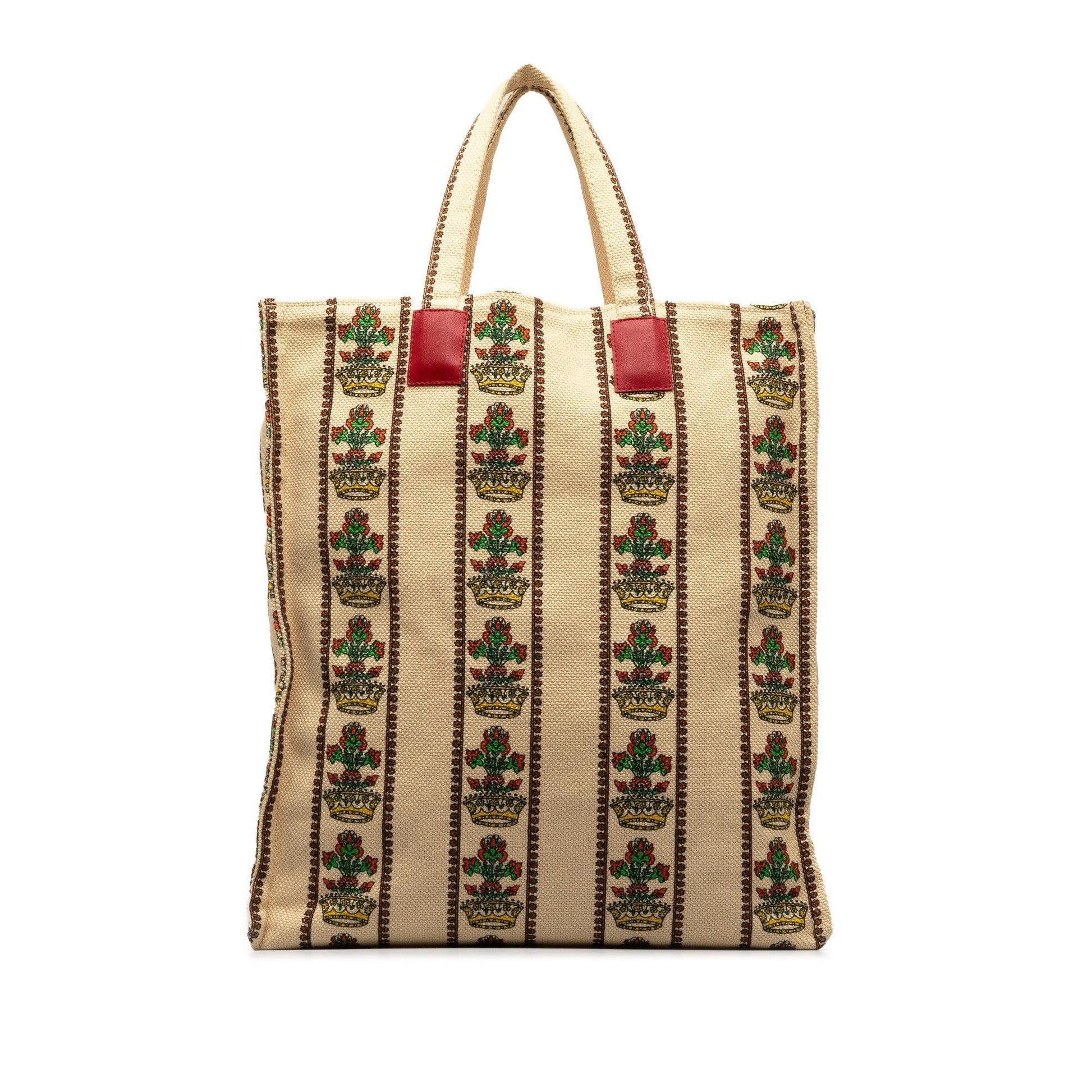 Gucci Garden Store Floral Vertical SHG-CCQyLP Canvas White Tote Bag
