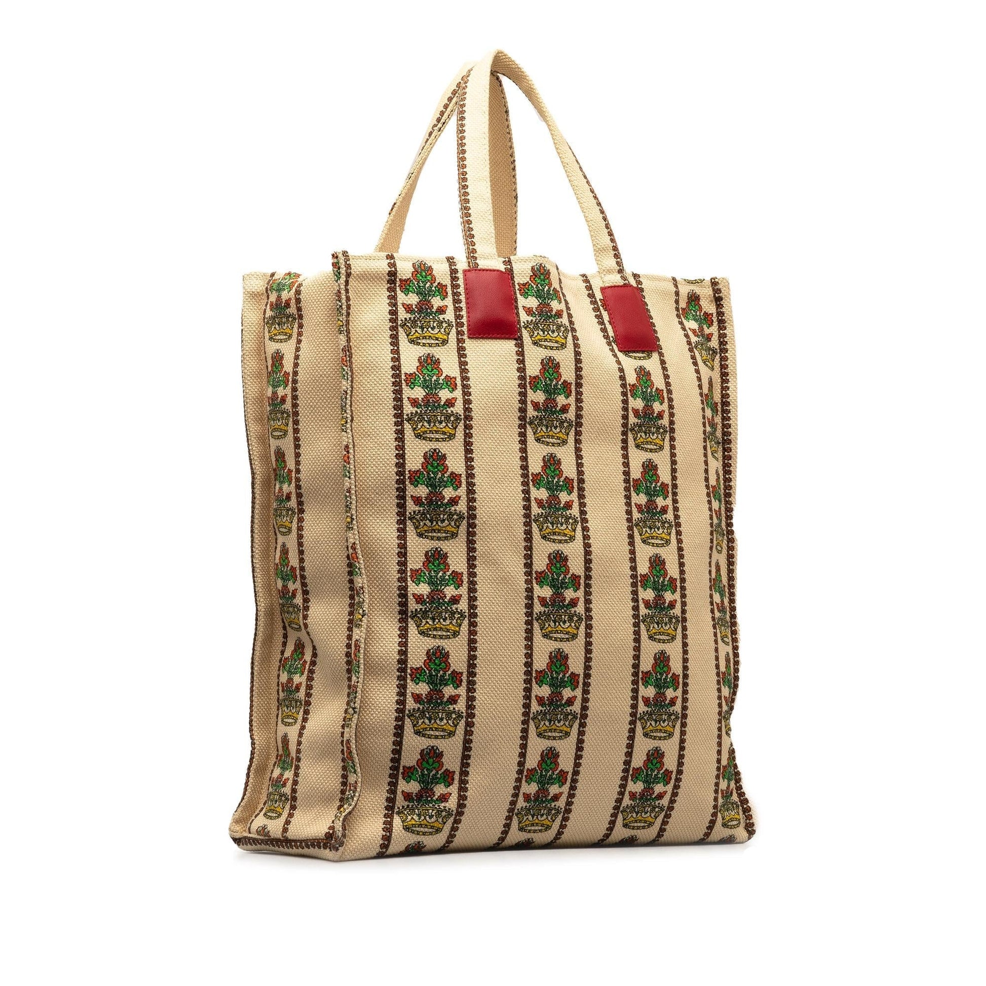 Gucci Garden Store Floral Vertical SHG-CCQyLP Canvas White Tote Bag