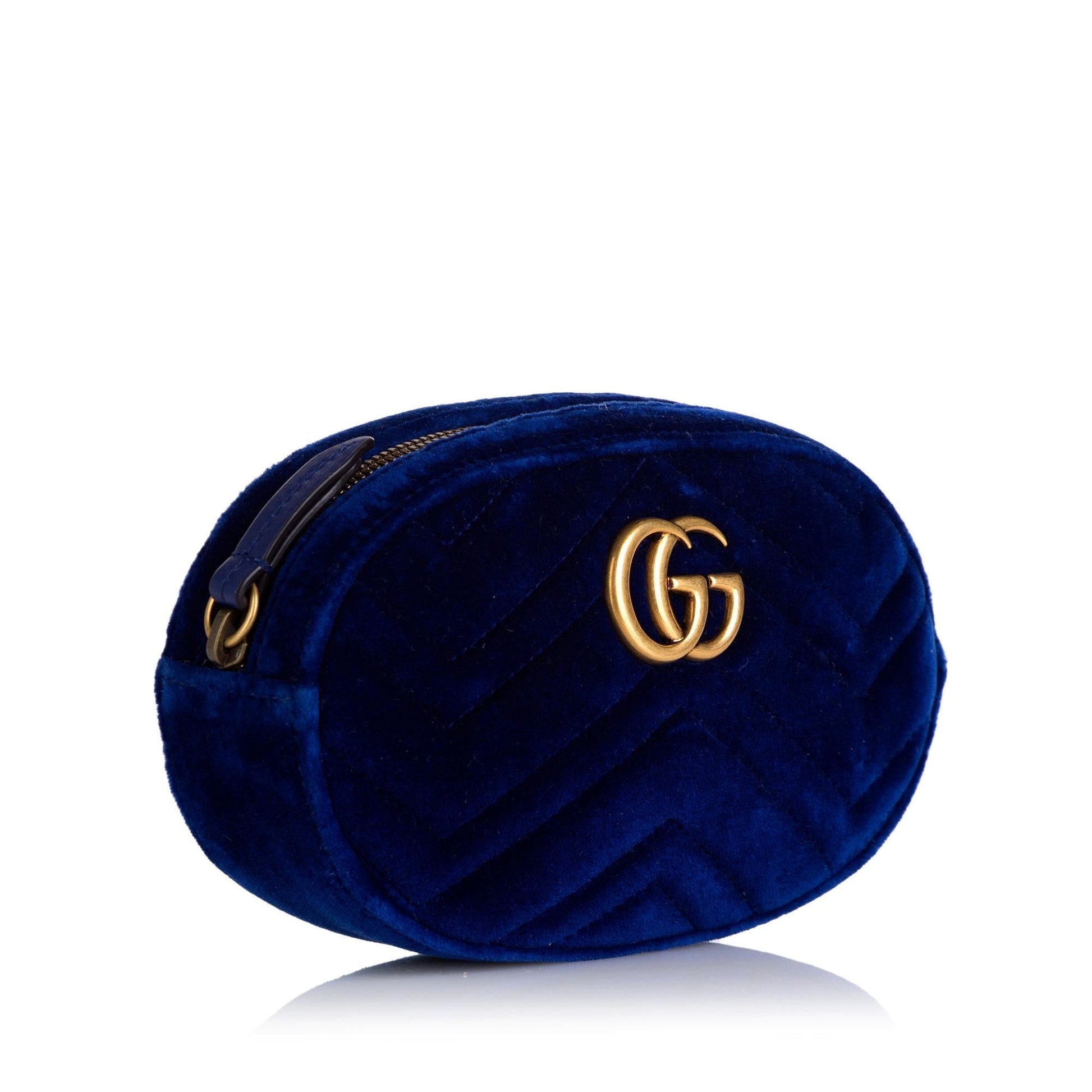 Gucci Gg Marmont Belt SHG Matelasse Blue Accessory