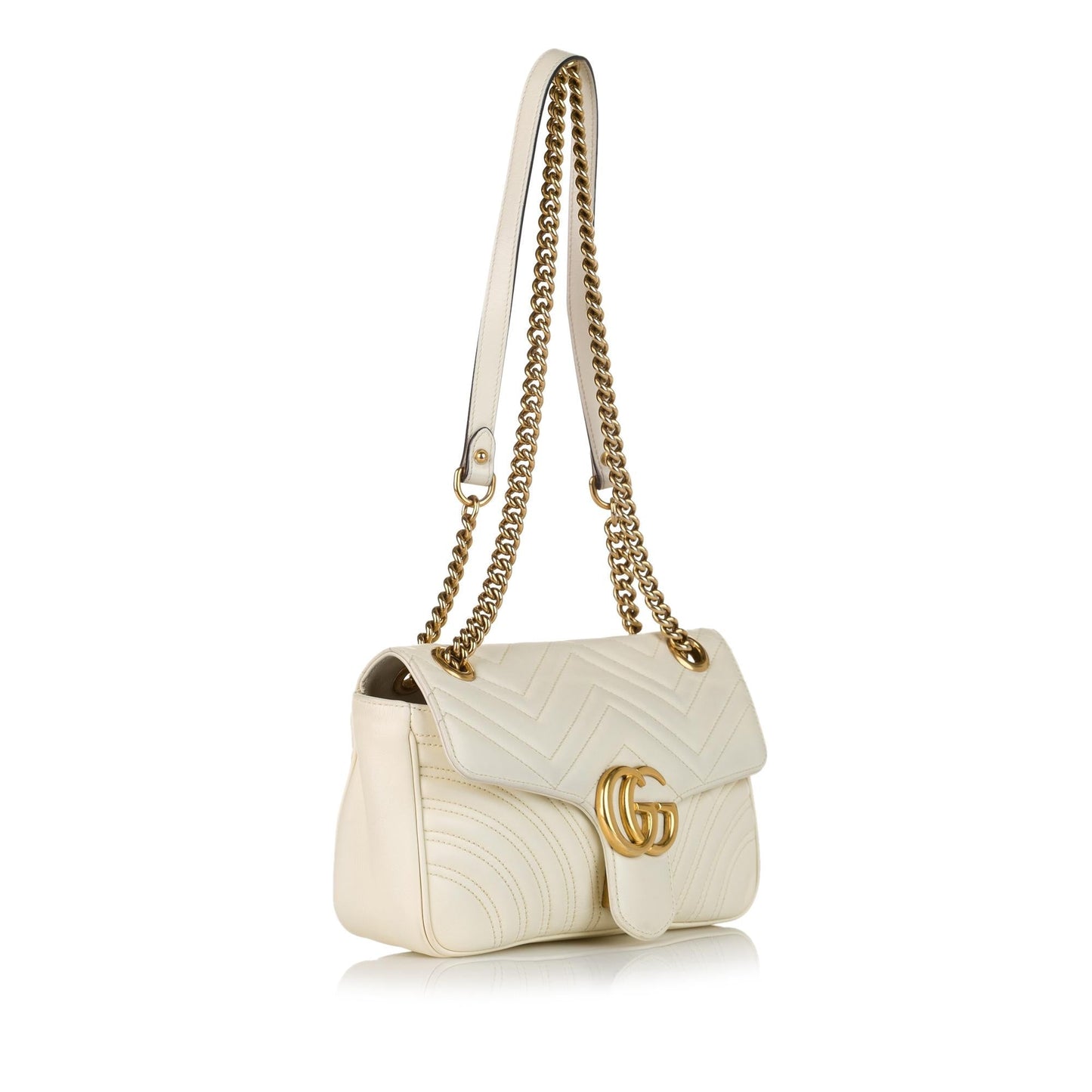 Gucci Gg Marmont SHG Matelasse White Crossbody Bag