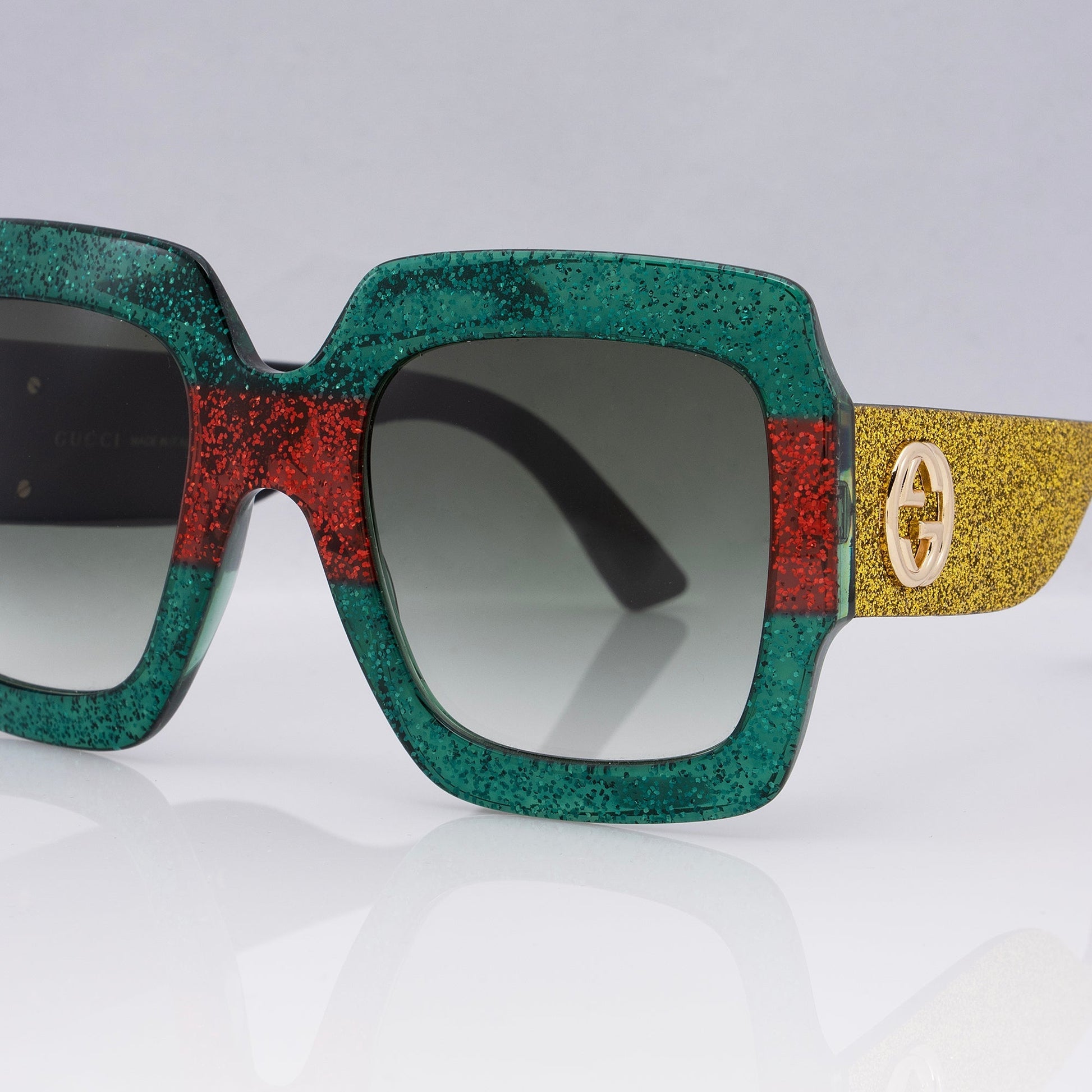 Gucci Glitter Web Interlocking G Square Red Green Accessory