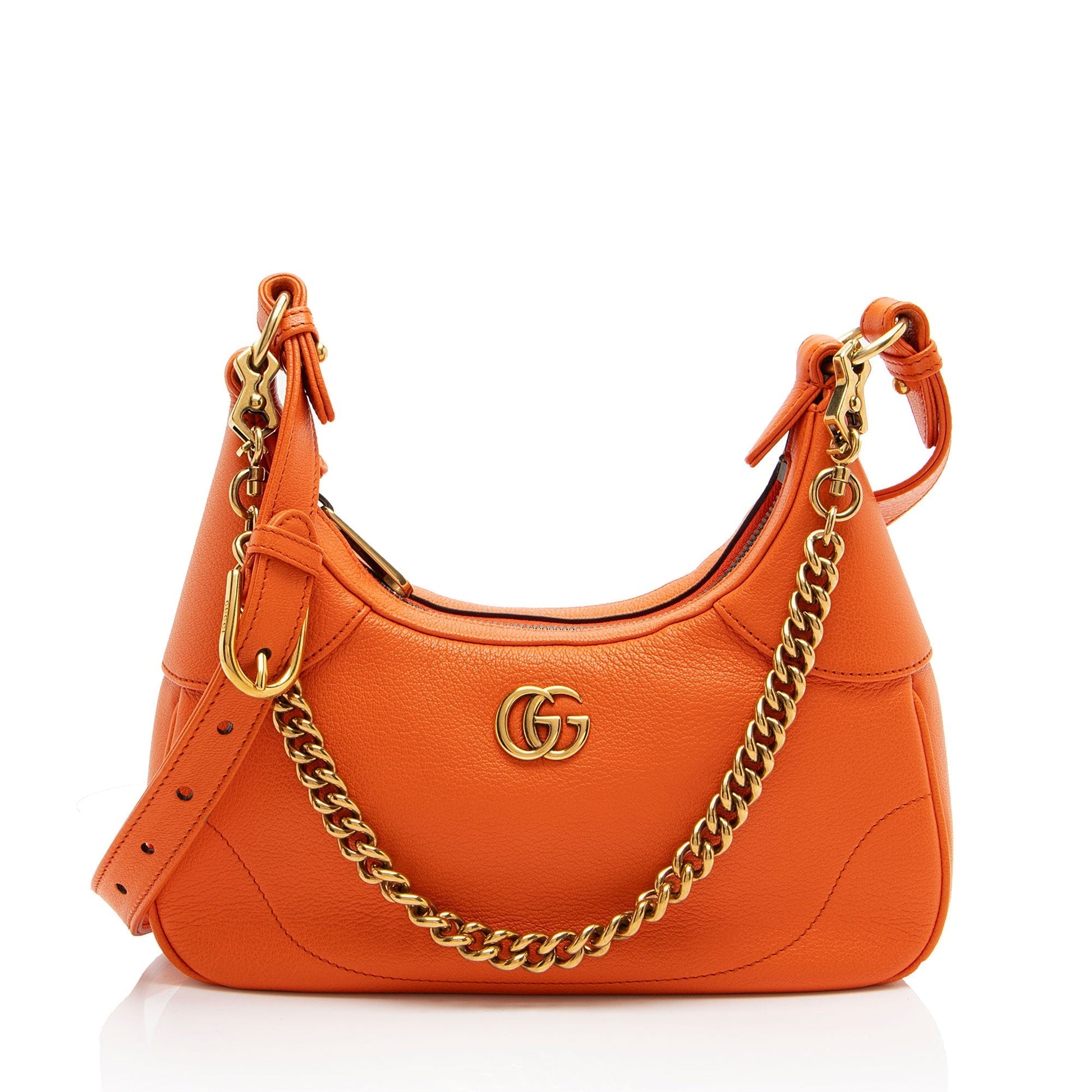 Gucci Goatskin Aphrodite Orange Small Crossbody Bag