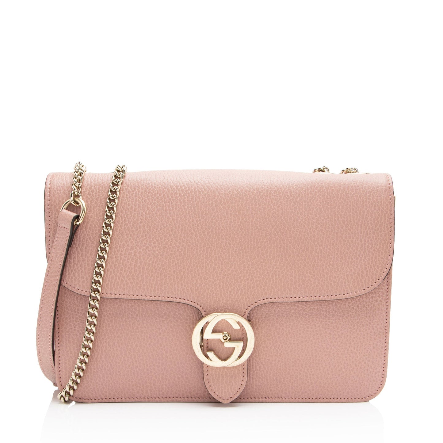Gucci Grained Interlocking G Calfskin Pink Medium Crossbody Bag