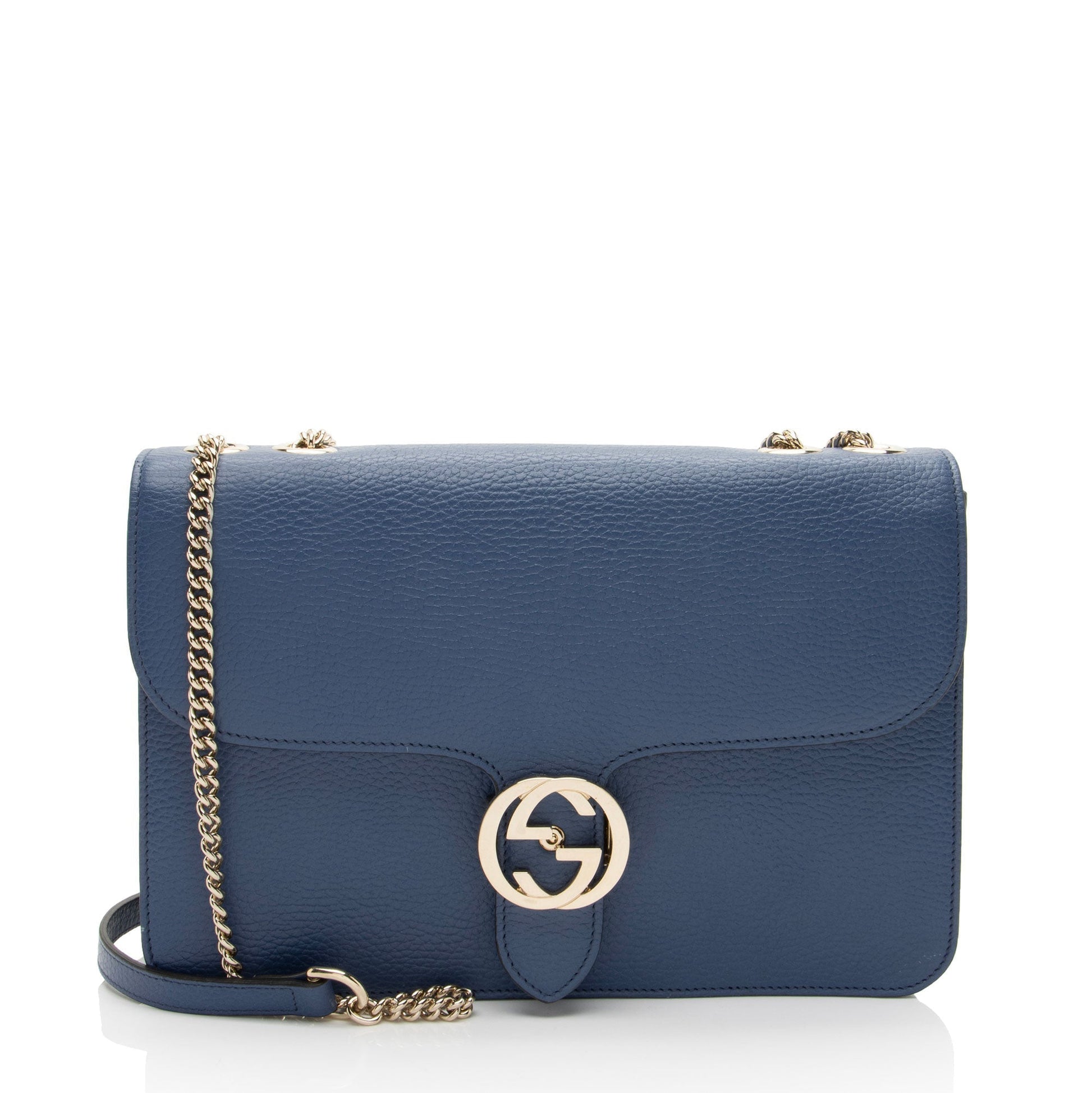 Gucci Grained Interlocking G Calfskin Medium Crossbody Bag