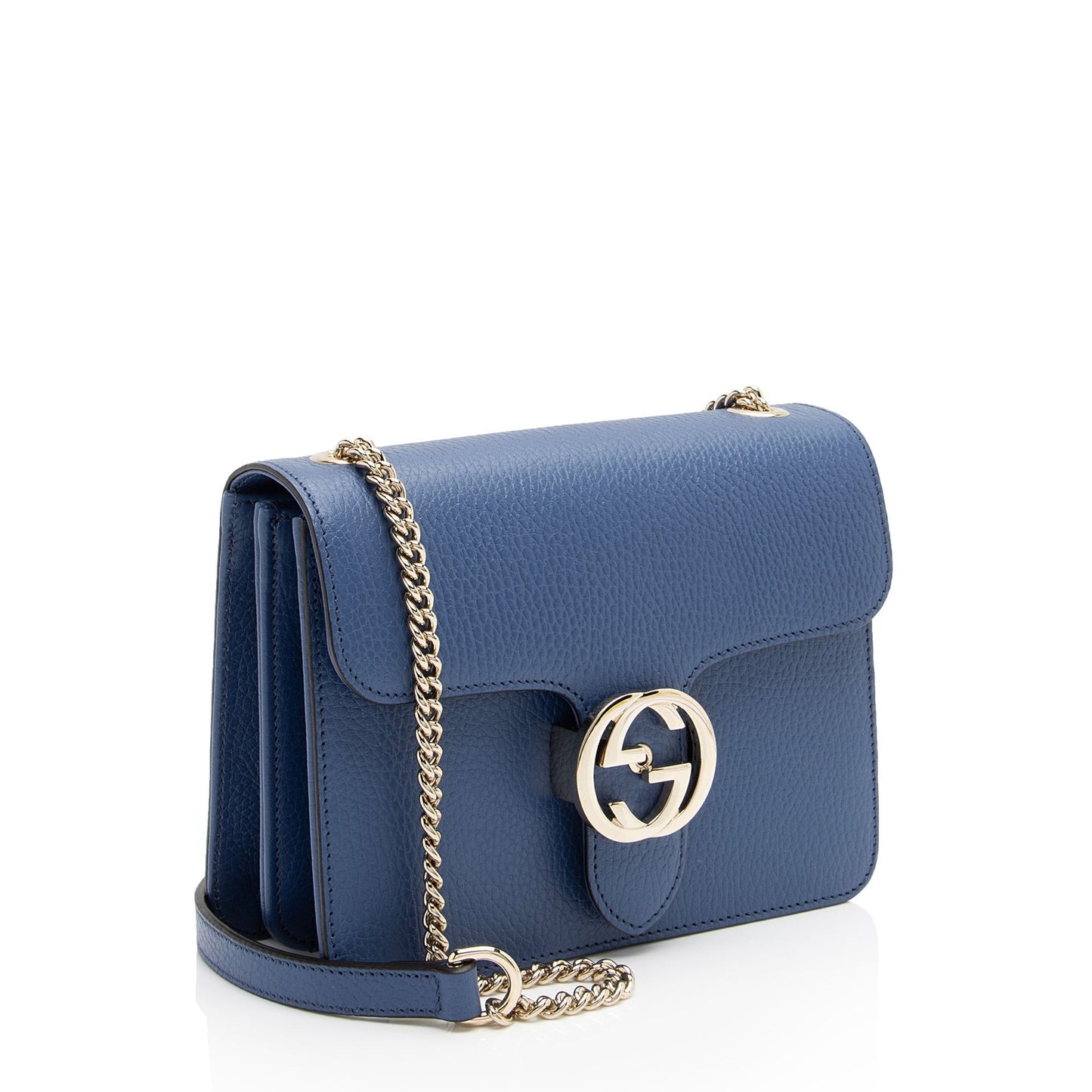 Gucci Grained Interlocking G SHF-ZsAt2c Calfskin Blue Small Crossbody Bag