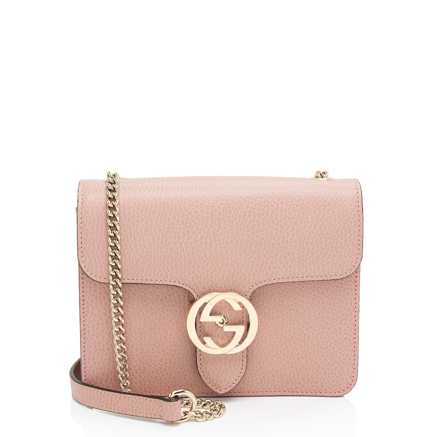 Gucci Grained Interlocking G SHF-BPuIFX Calfskin Pink Small Crossbody Bag