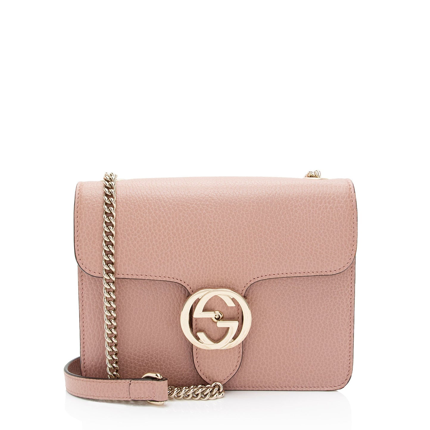Gucci Grained Interlocking G SHF-eMNjXX Calfskin Pink Small Crossbody Bag