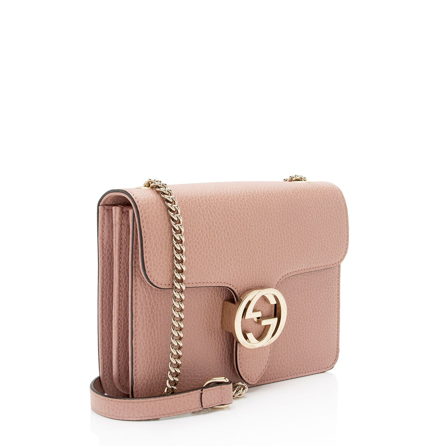Gucci Grained Interlocking G SHF-eMNjXX Calfskin Pink Small Crossbody Bag