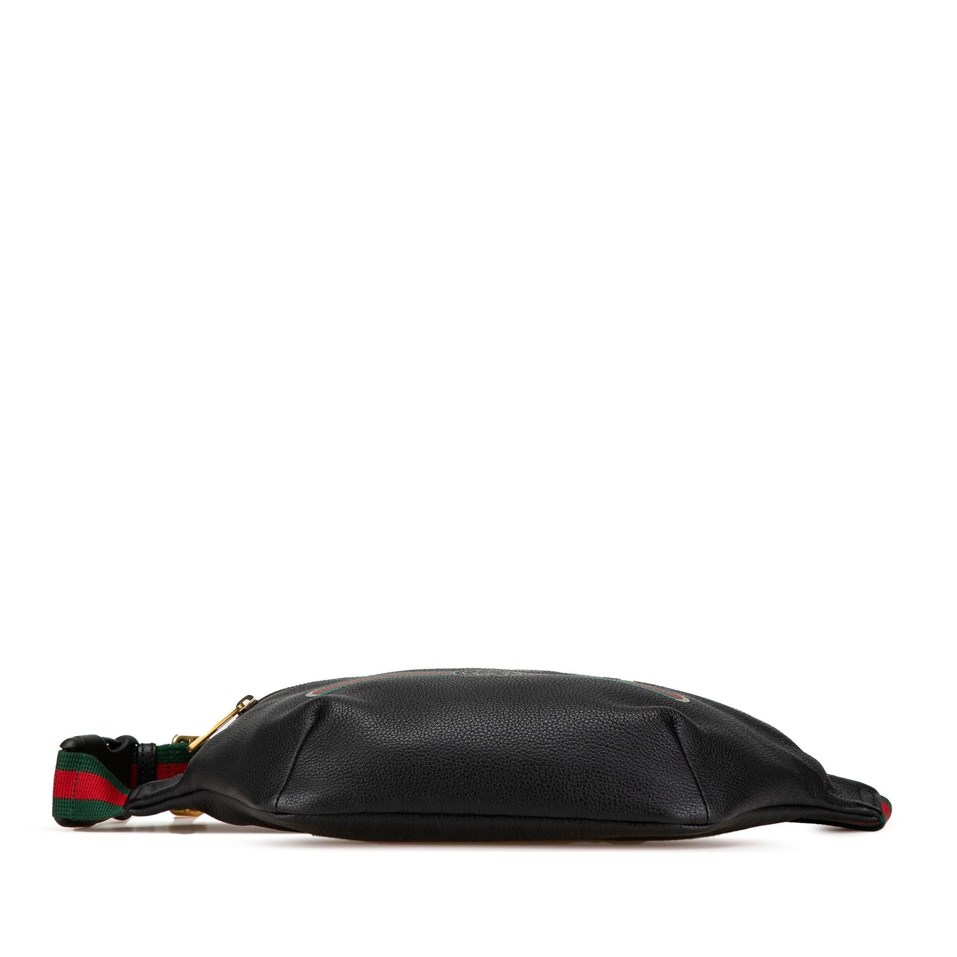 Gucci Grained Belt Calf Calfskin Black Logo Accessory