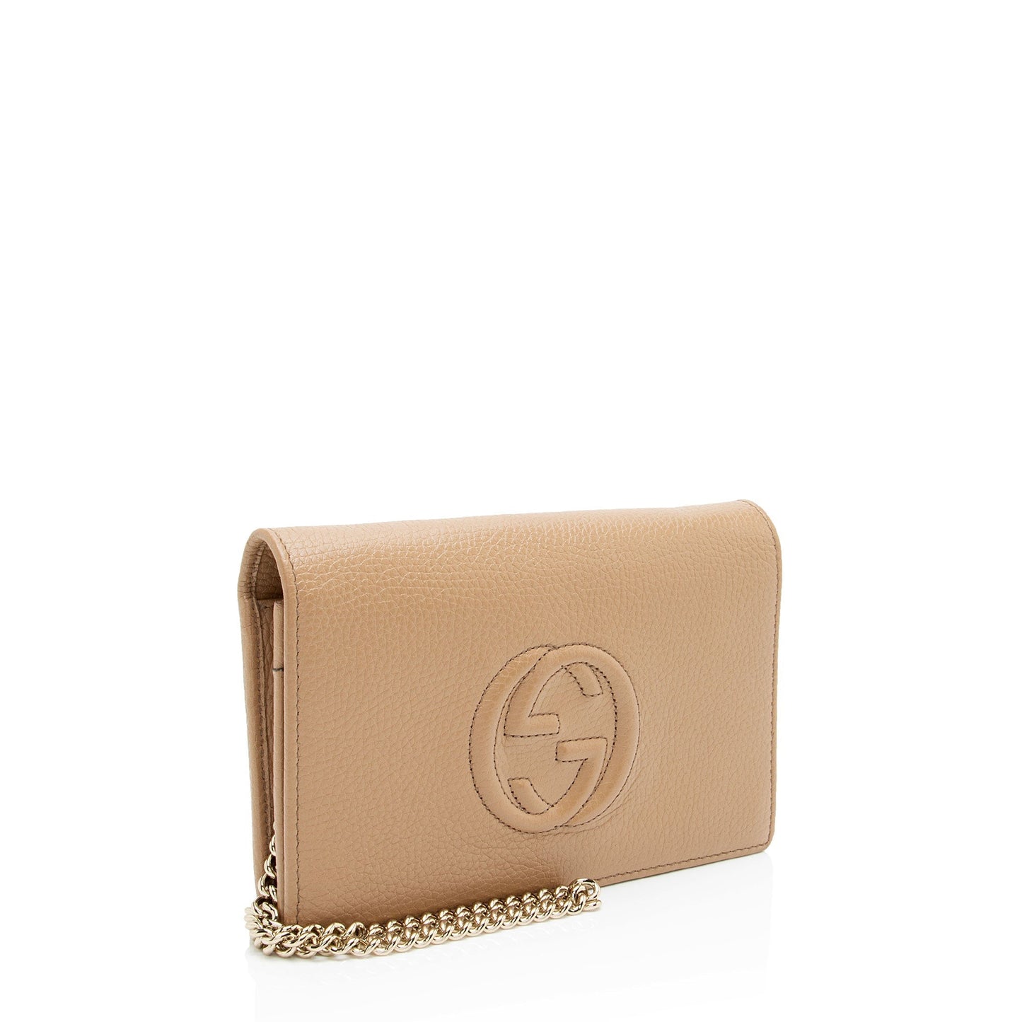 Gucci Grained Soho Wallet on Leather Brown Chain Crossbody Bag