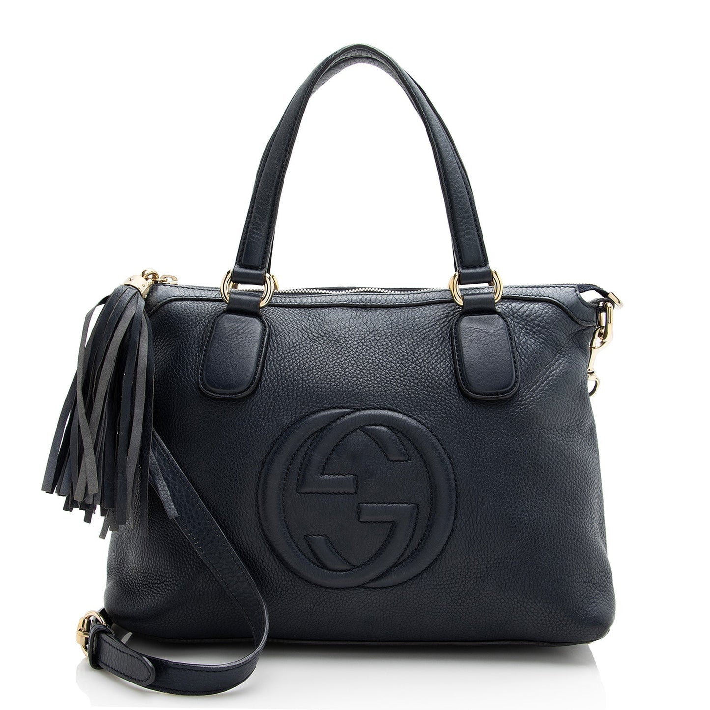 Gucci Grained Soho Working SHF Leather Blue Tote Bag