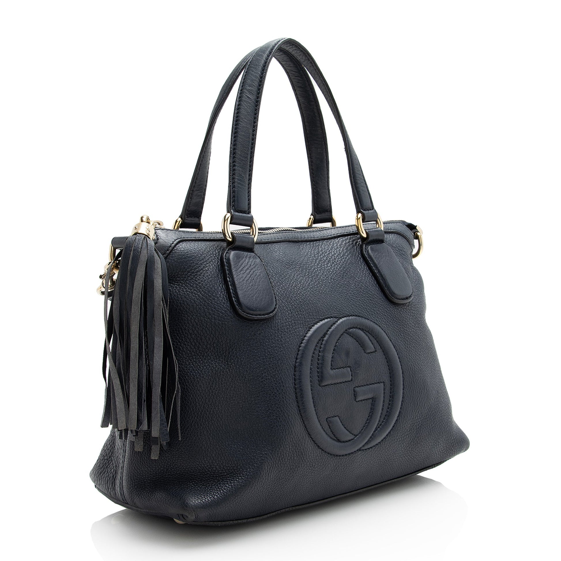 Gucci Grained Soho Working SHF Leather Blue Tote Bag