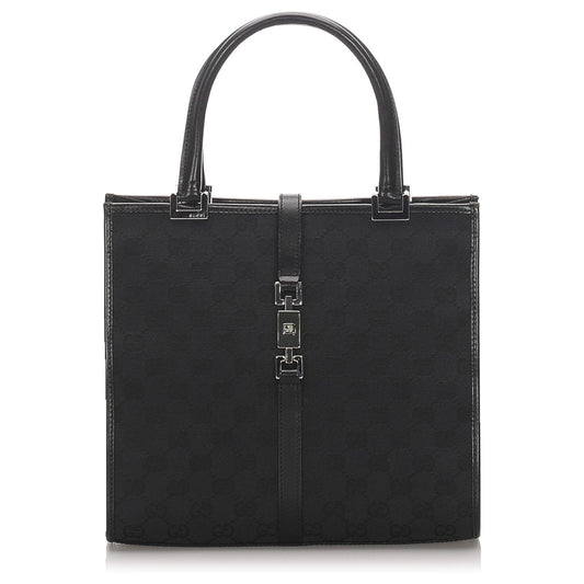 Gucci GG & JACKIE Leather Canvas Tote Bag