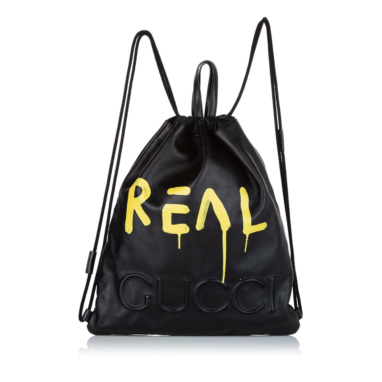 Gucci Ghost Drawstring Backpack SHG Leather Calf Black Jewelry Backpack Shg