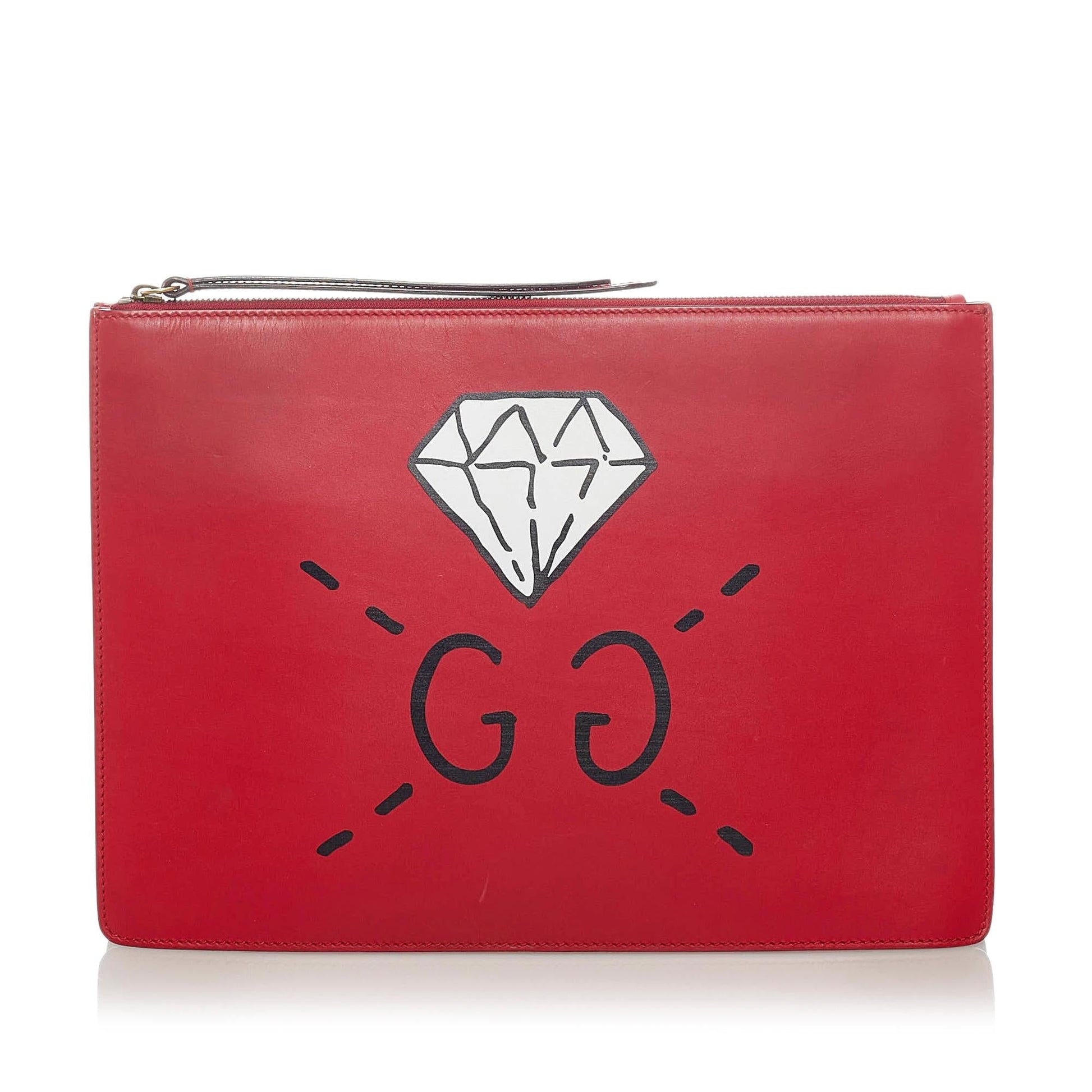 Gucci Ghost Messenger SHG Leather Calf Red Crossbody Bag