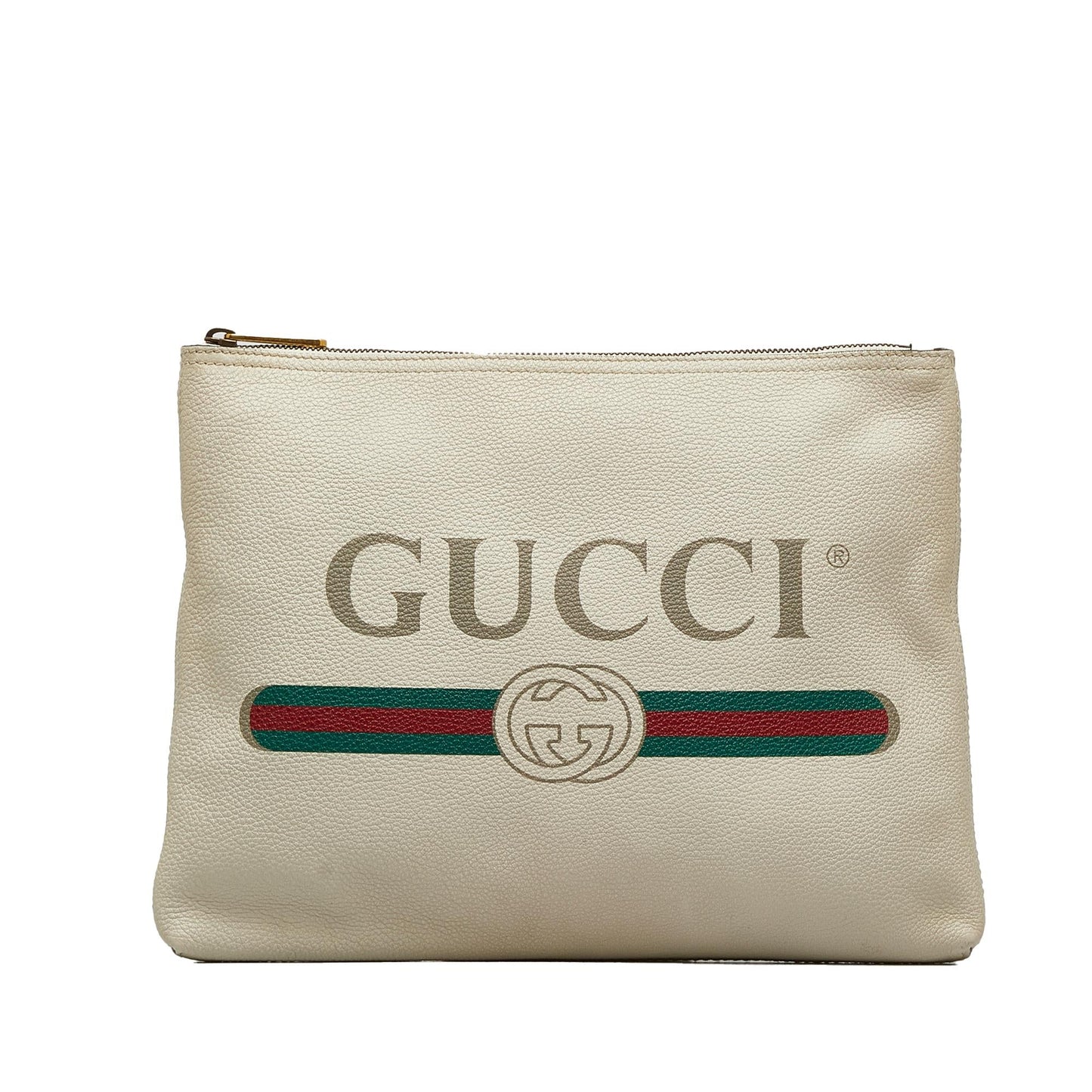 Gucci SHG-9c7YpA Calf White Logo Clutch Bag