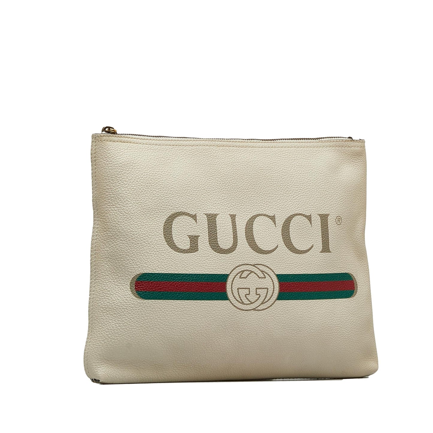 Gucci SHG-9c7YpA Calf White Logo Clutch Bag