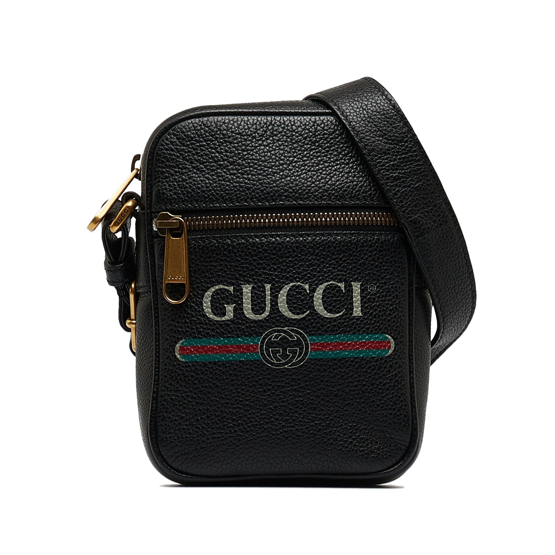 Gucci SHG-zEDSX1 Calf Black Logo Crossbody Bag