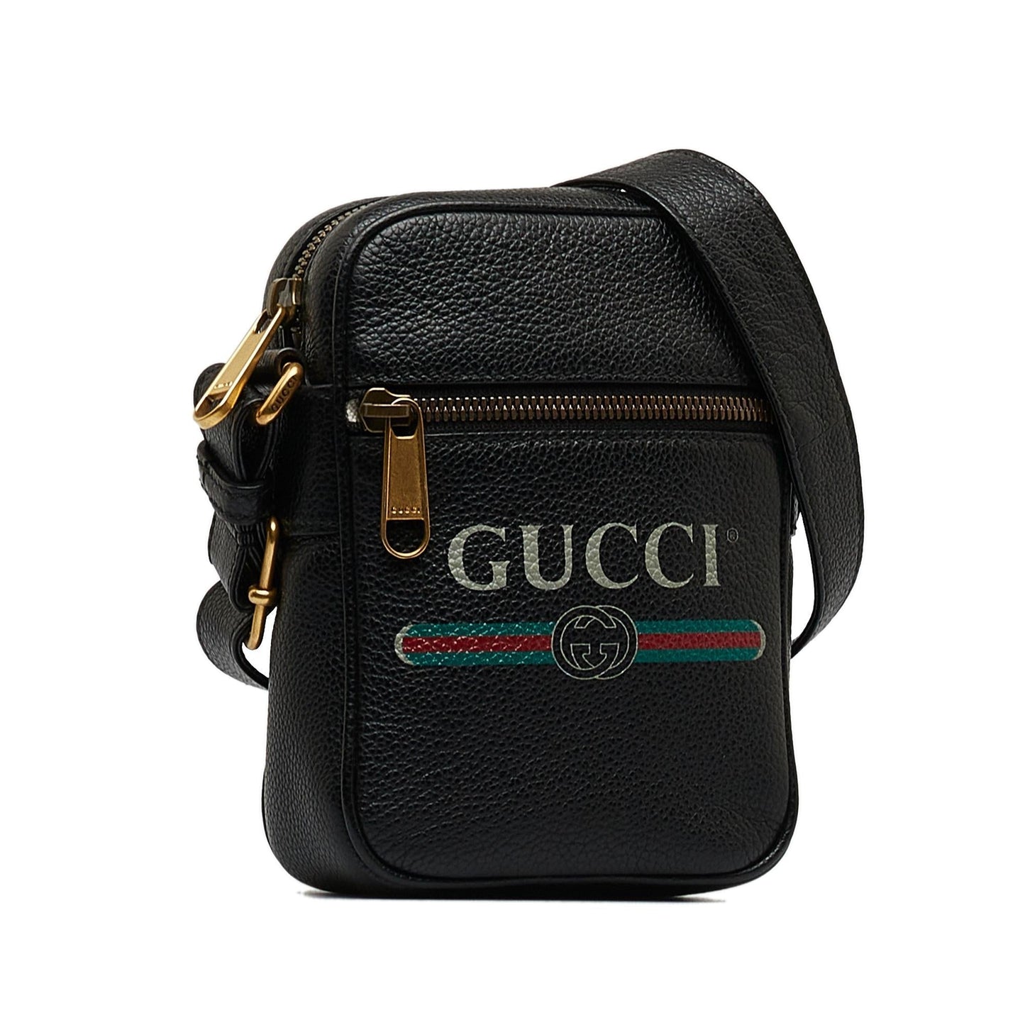 Gucci SHG-zEDSX1 Calf Black Logo Crossbody Bag
