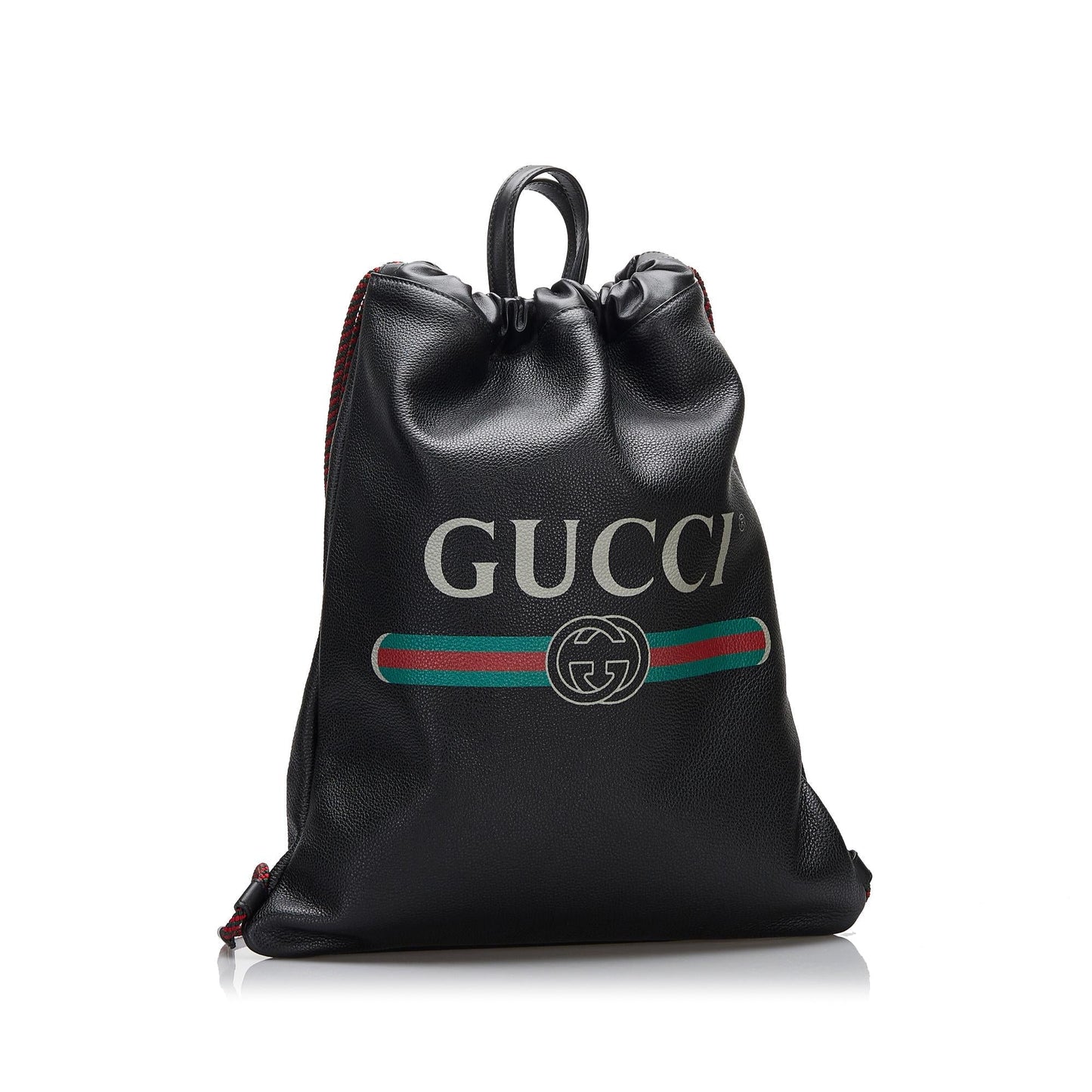 Gucci Drawstring Backpack SHG-iZwaga Calf Black Logo Jewelry