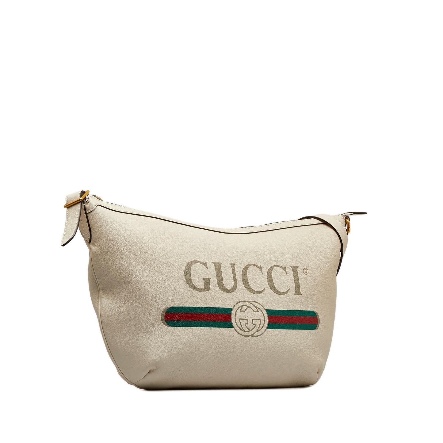 Gucci Half Moon SHG-FVuWqd Calf White Logo Shoulder Bag