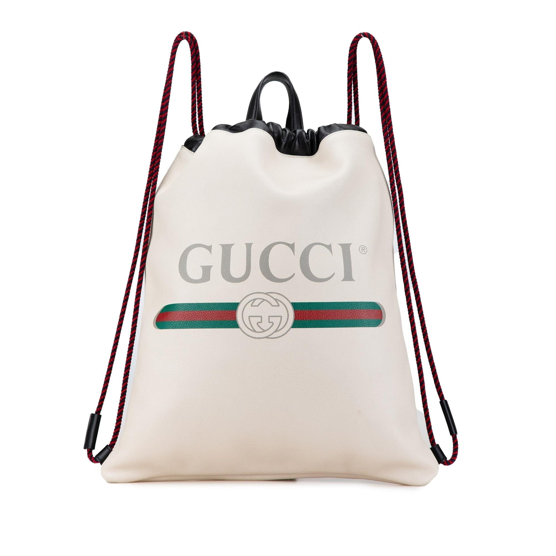 Gucci Backpack Leather Calf White Logo