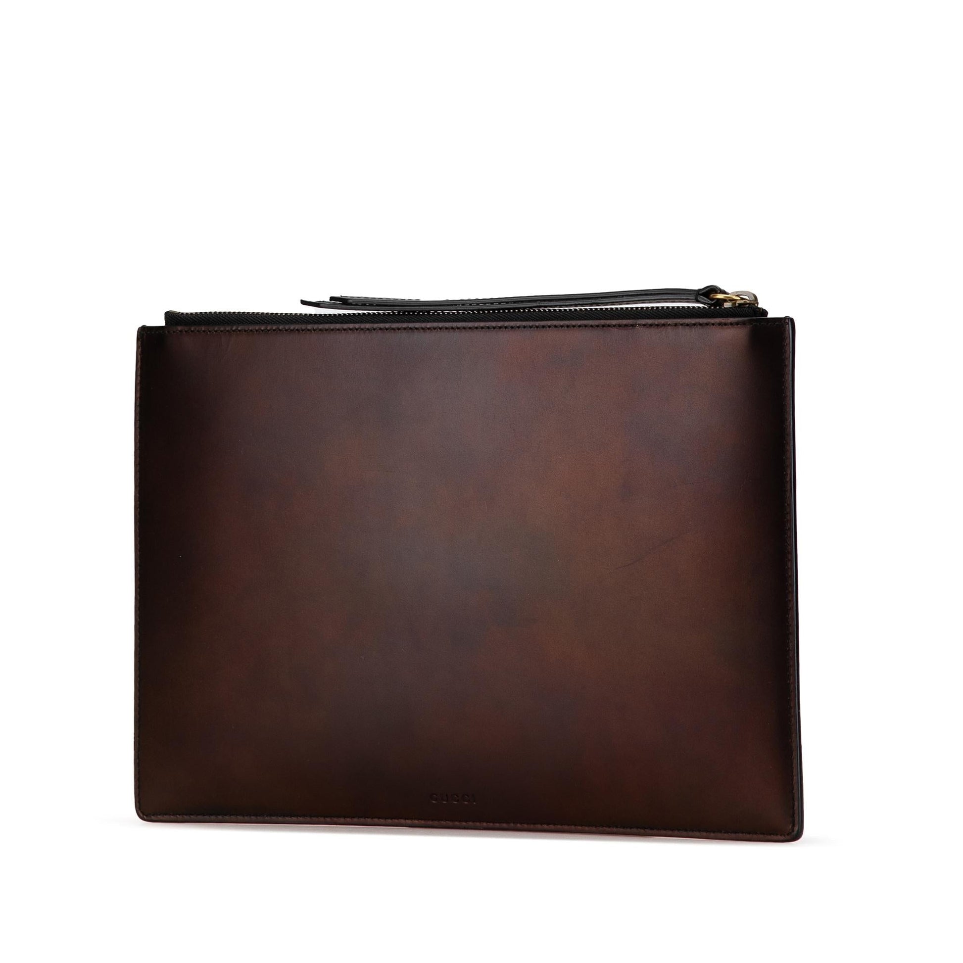 Gucci GucciGhost Life is Zip Pouch Calf Black Clutch Bag