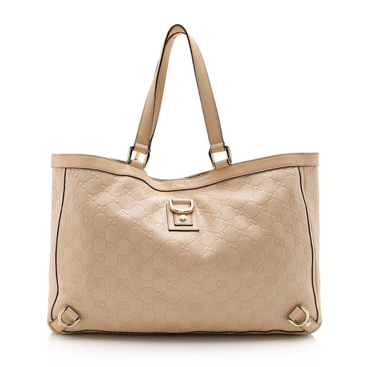 Gucci Guccisima Abbey SHF Leather Beige Large Tote Bag