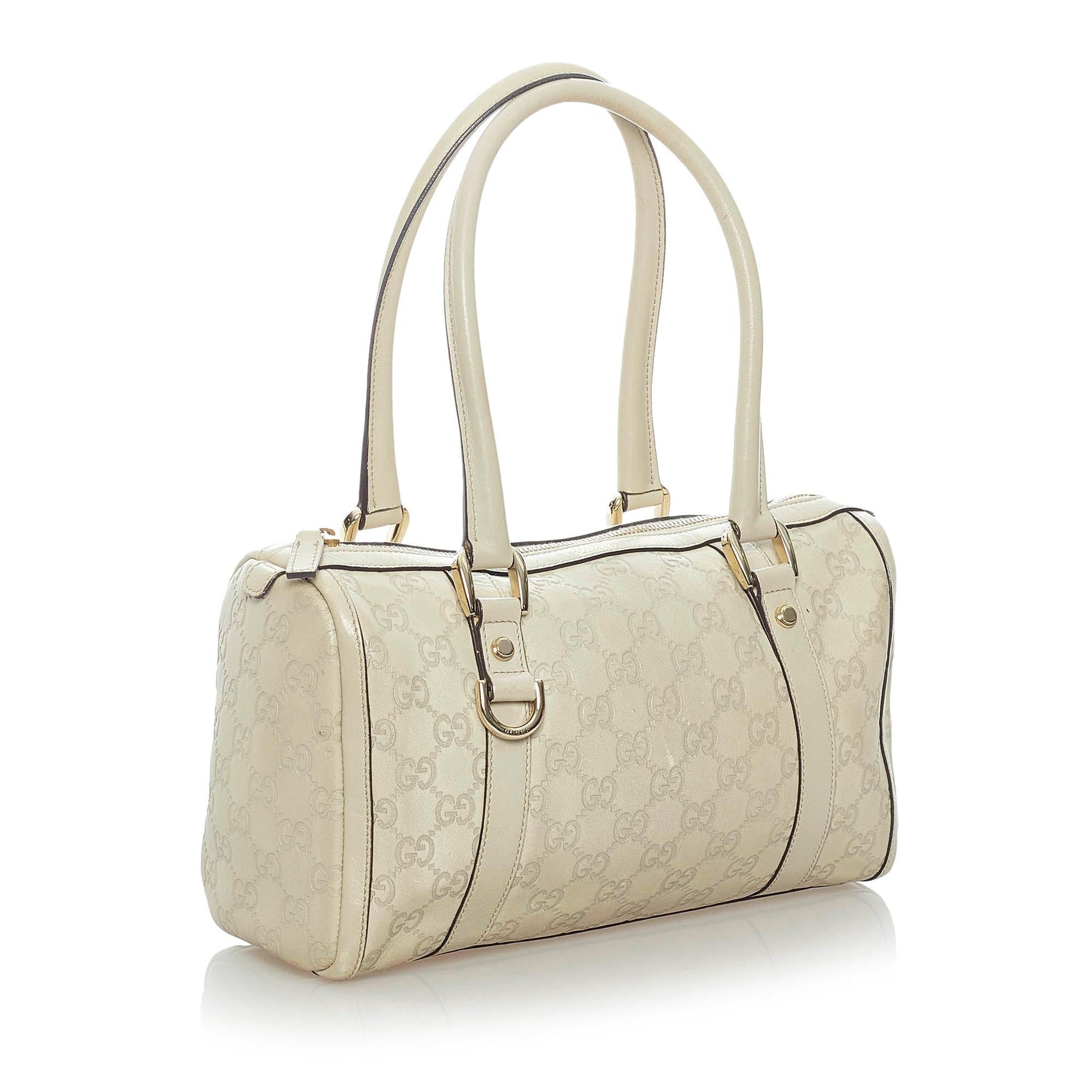 Gucci Guccissima Abbey Boston SHG Leather Calf White Satchel Bag