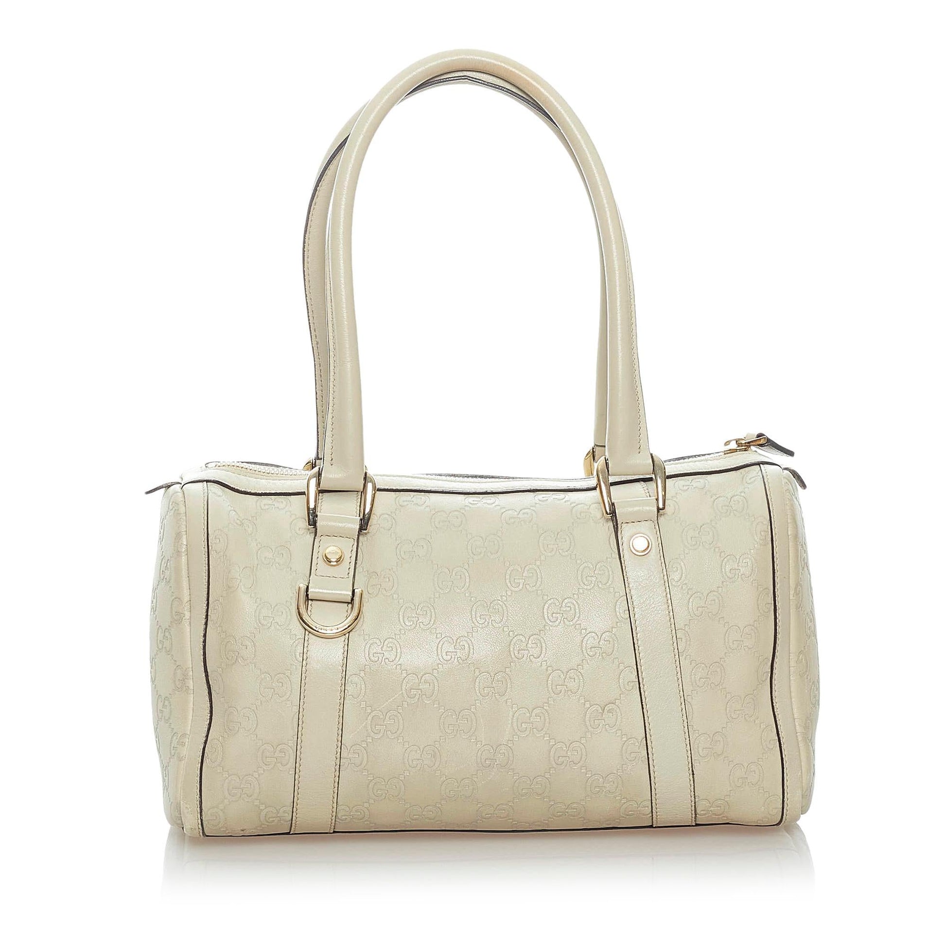 Gucci Guccissima Abbey Boston SHG Leather Calf White Satchel Bag Bag Shg