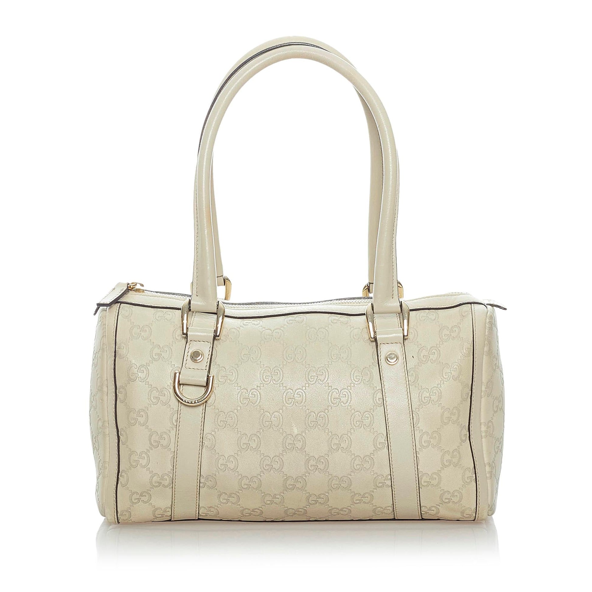 Gucci Guccissima Abbey Boston SHG Leather Calf White Satchel Bag Bag Shg