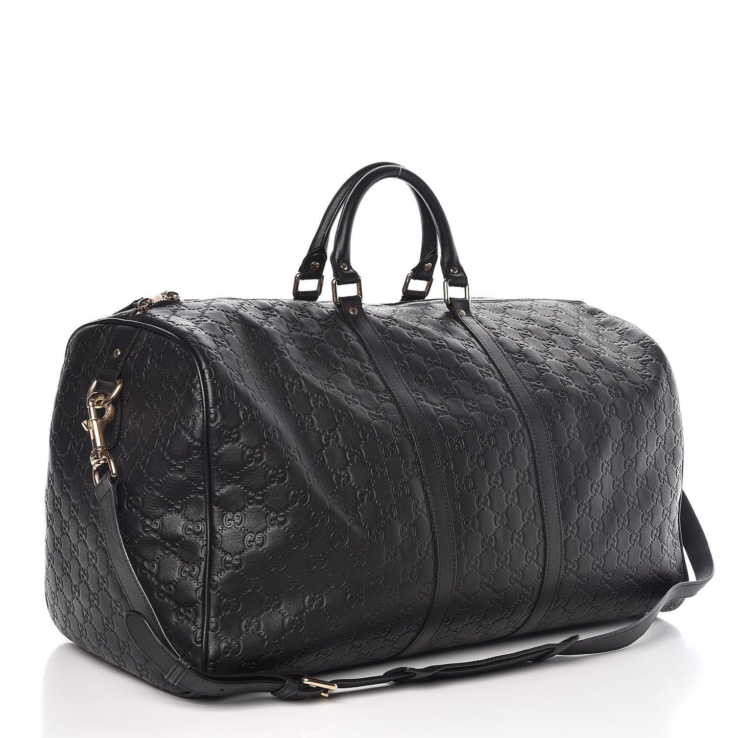 Gucci EMBOSSED DUFFLE Leather Black Travel Bag
