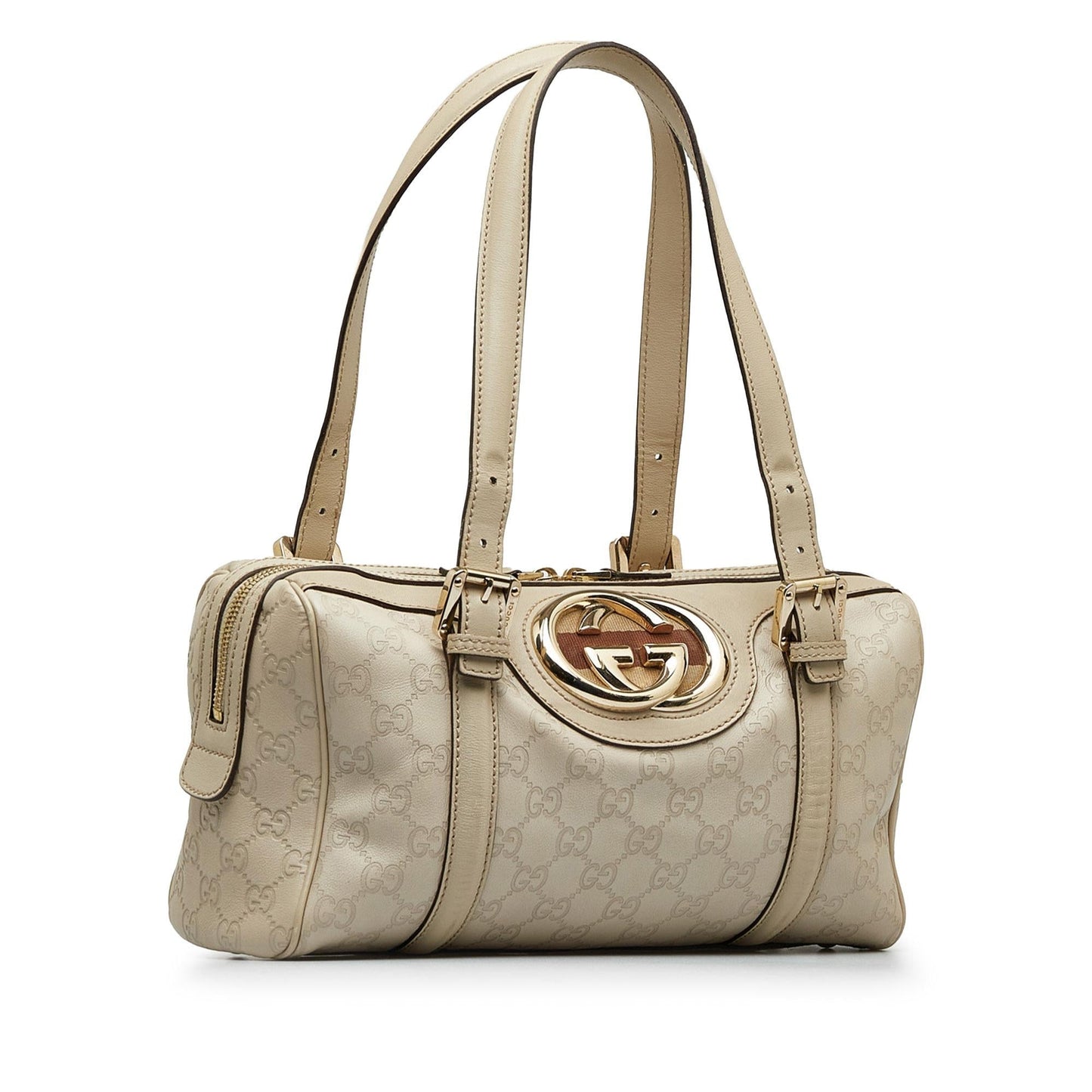 Gucci Guccissima Britt Boston SHG-BjhxhI Calf White Satchel Bag